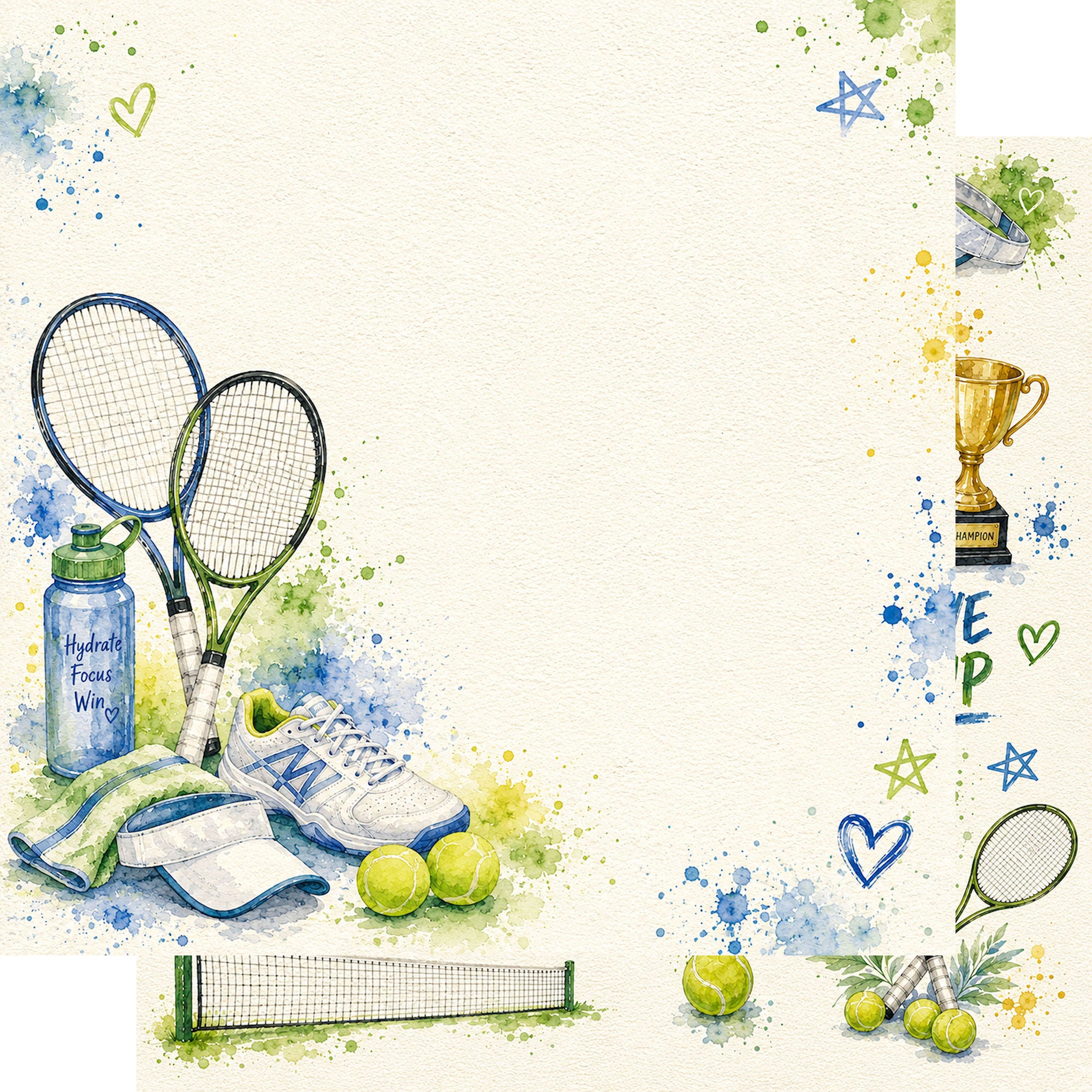 Sports Collection Tennis 12 x 12 Double-Sided Scrapbook Paper by SSC Designs
