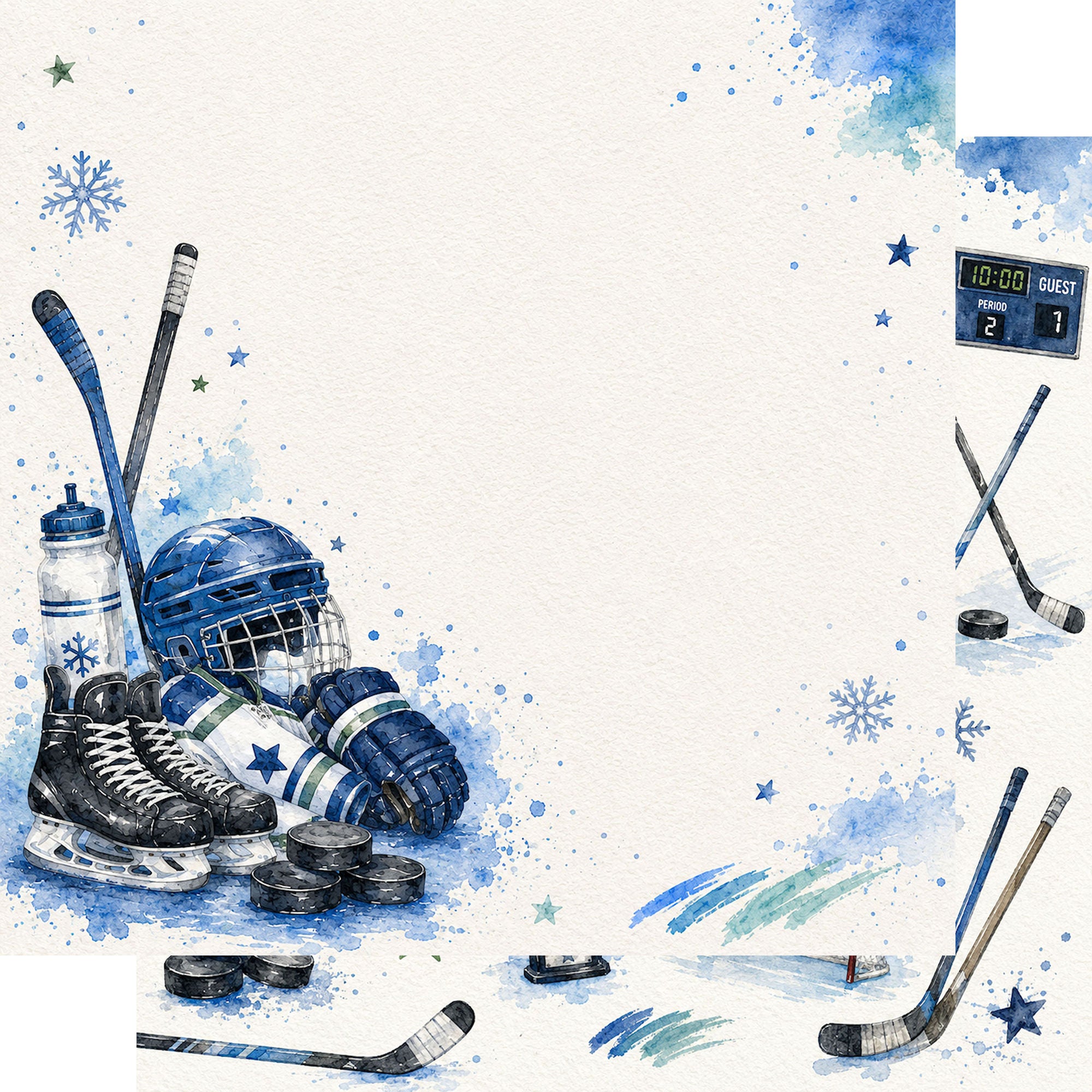 Sports Collection Hockey 12 x 12 Double-Sided Scrapbook Paper by SSC Designs