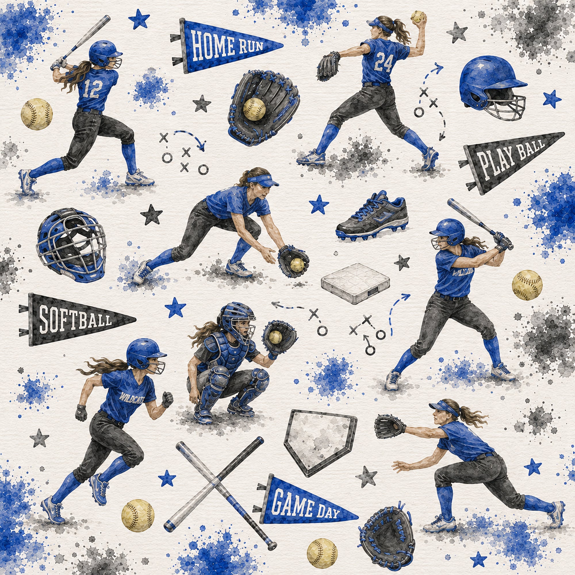 Sports Collection Softball 12 x 12 Double-Sided Scrapbook Paper by SSC Designs