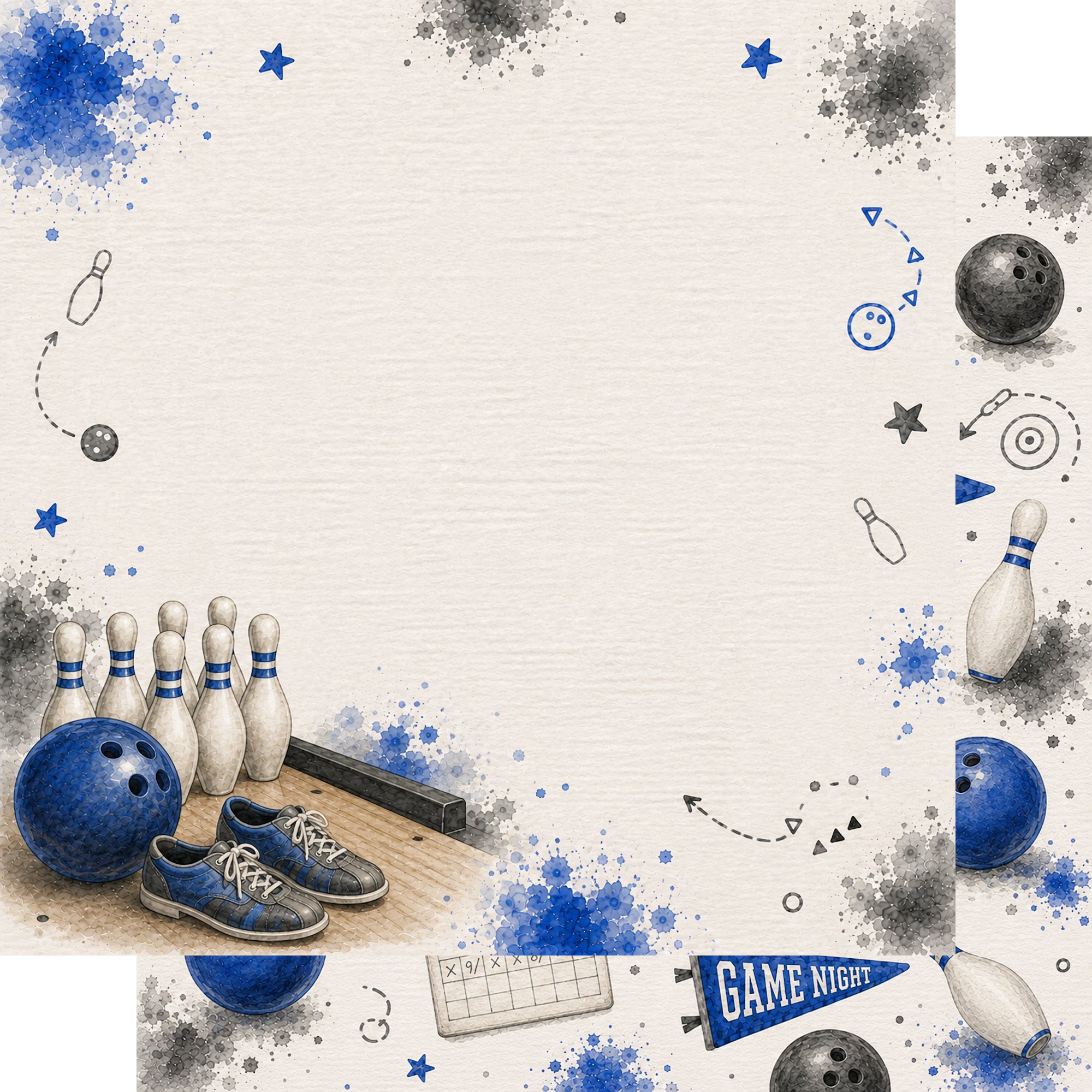 Sports Collection Bowling 12 x 12 Double-Sided Scrapbook Paper by SSC Designs