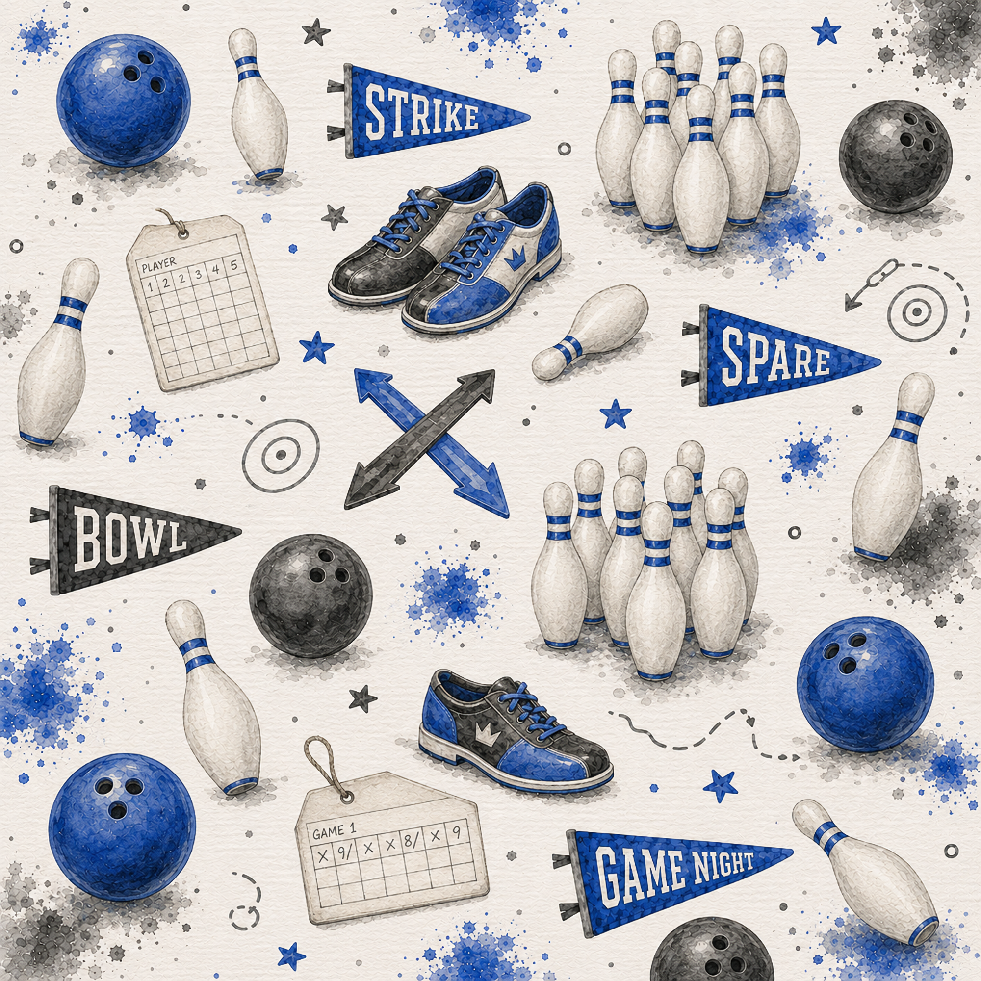 Sports Collection Bowling 12 x 12 Double-Sided Scrapbook Paper by SSC Designs