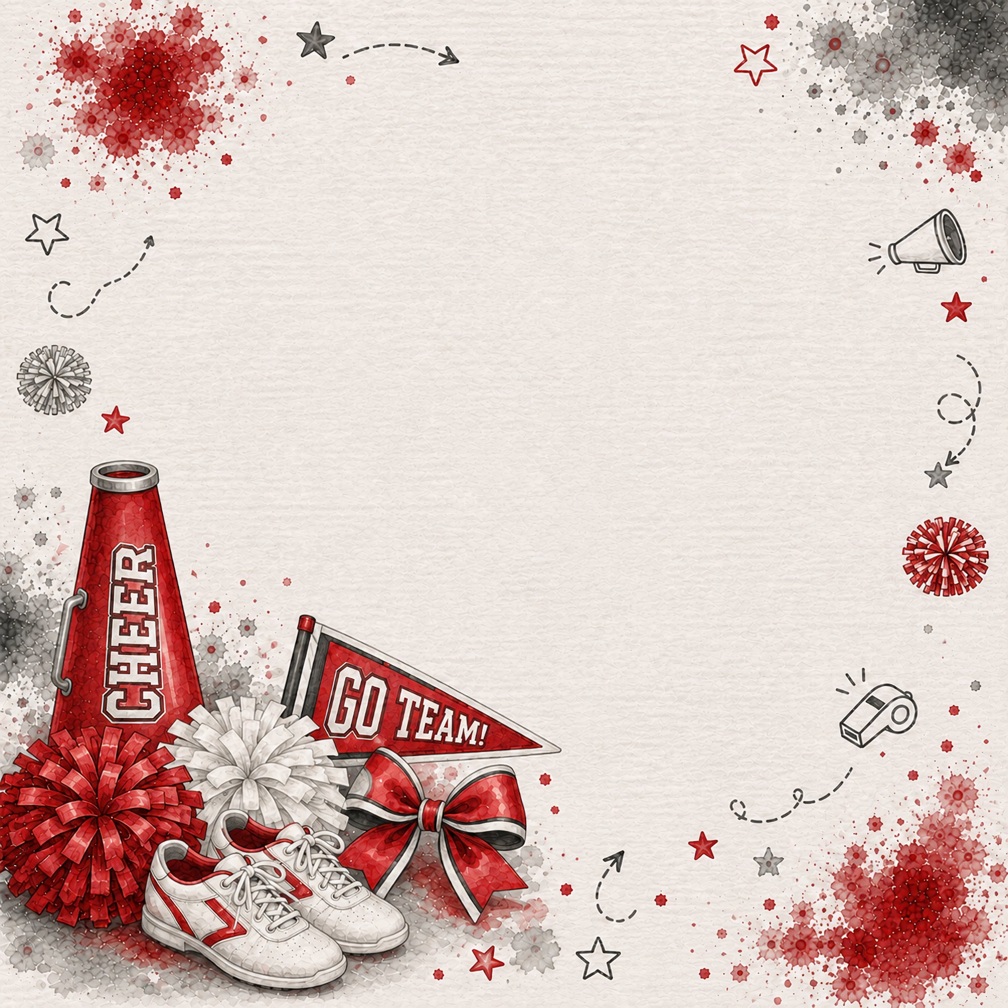 Sports Collection Cheer Red 12 x 12 Double-Sided Scrapbook Paper by SSC Designs
