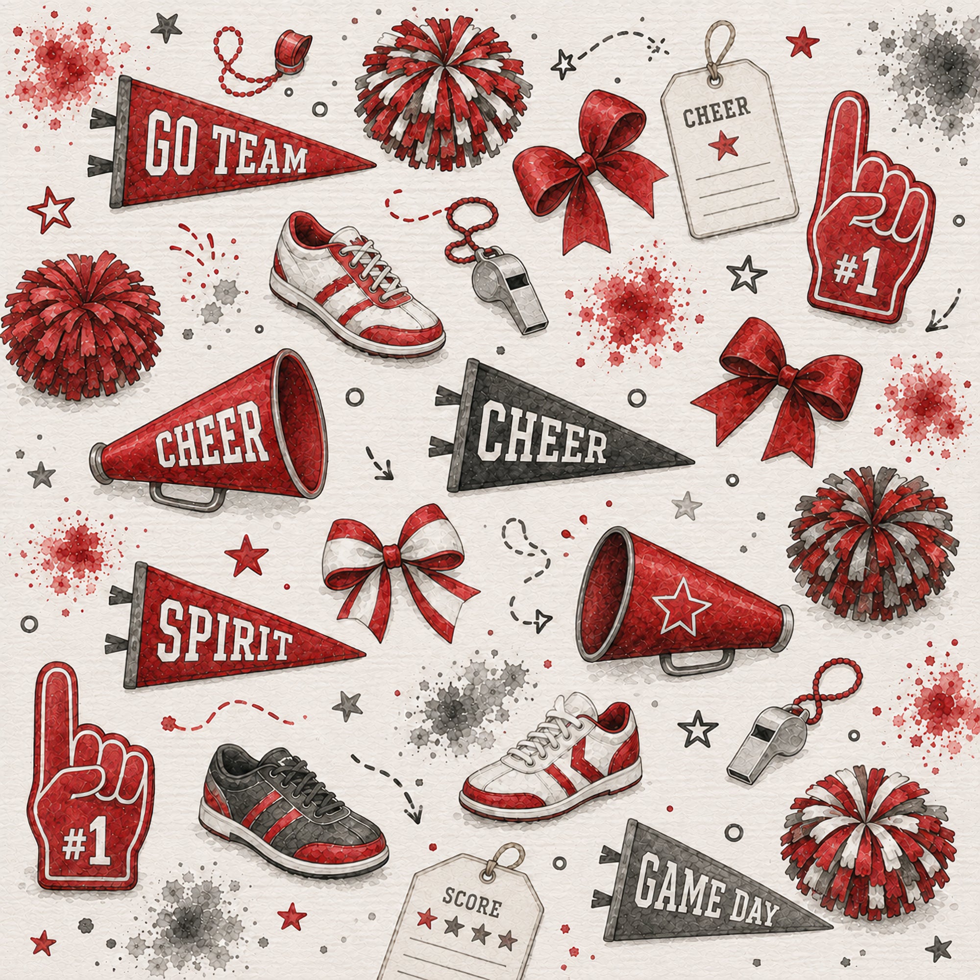 Sports Collection Cheer Red 12 x 12 Double-Sided Scrapbook Paper by SSC Designs