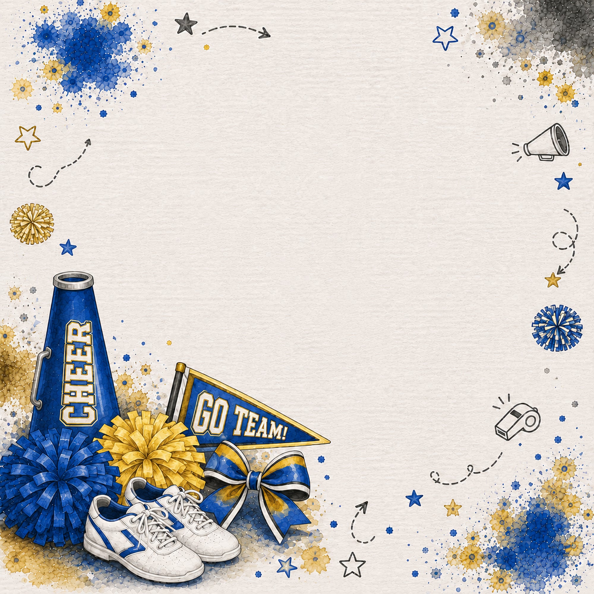 Sports Collection Cheer Blue 12 x 12 Double-Sided Scrapbook Paper by SSC Designs