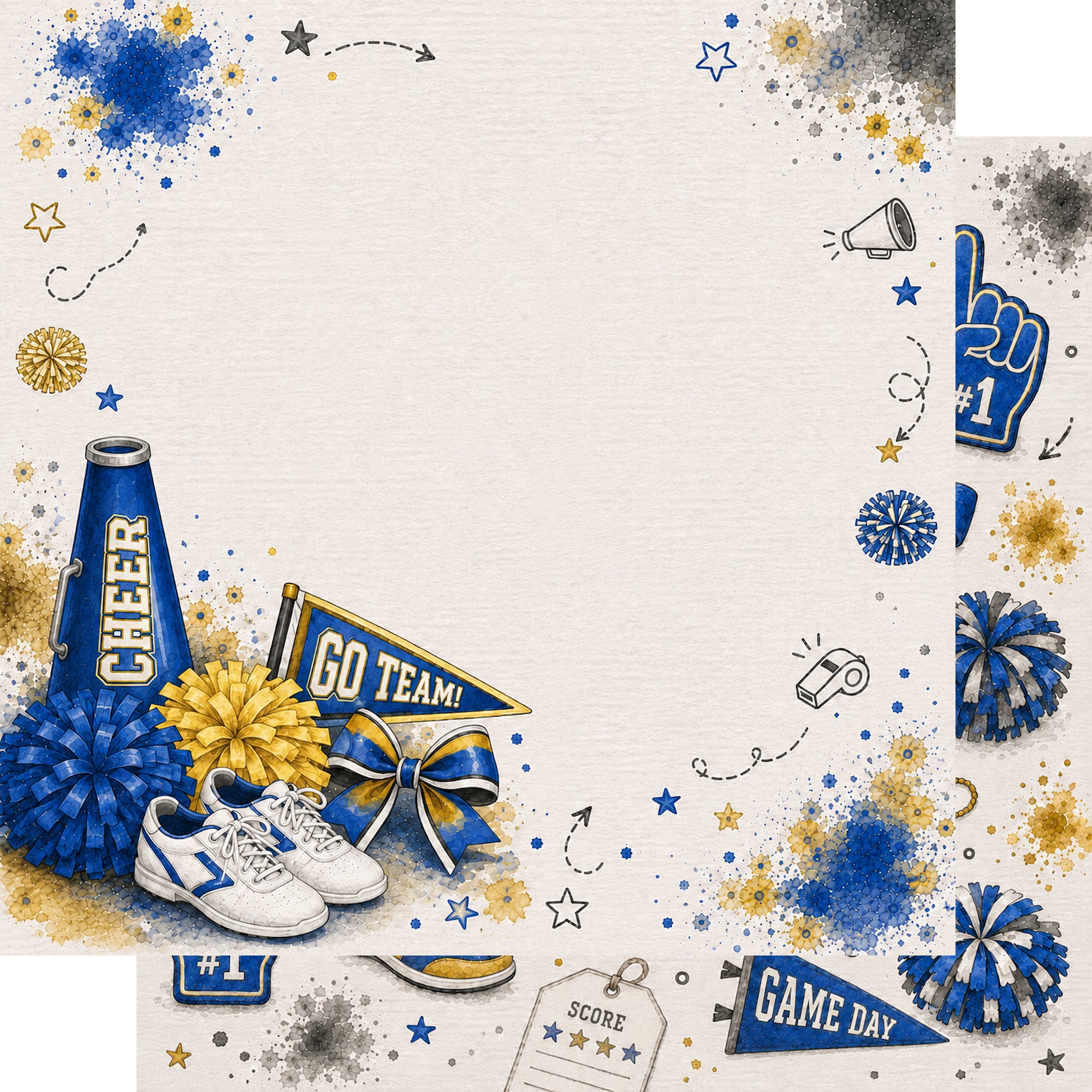 Sports Collection Cheer Blue 12 x 12 Double-Sided Scrapbook Paper by SSC Designs