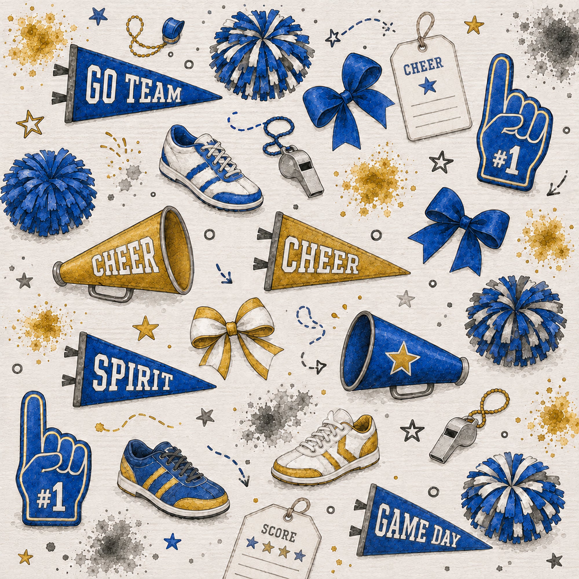 Sports Collection Cheer Blue 12 x 12 Double-Sided Scrapbook Paper by SSC Designs