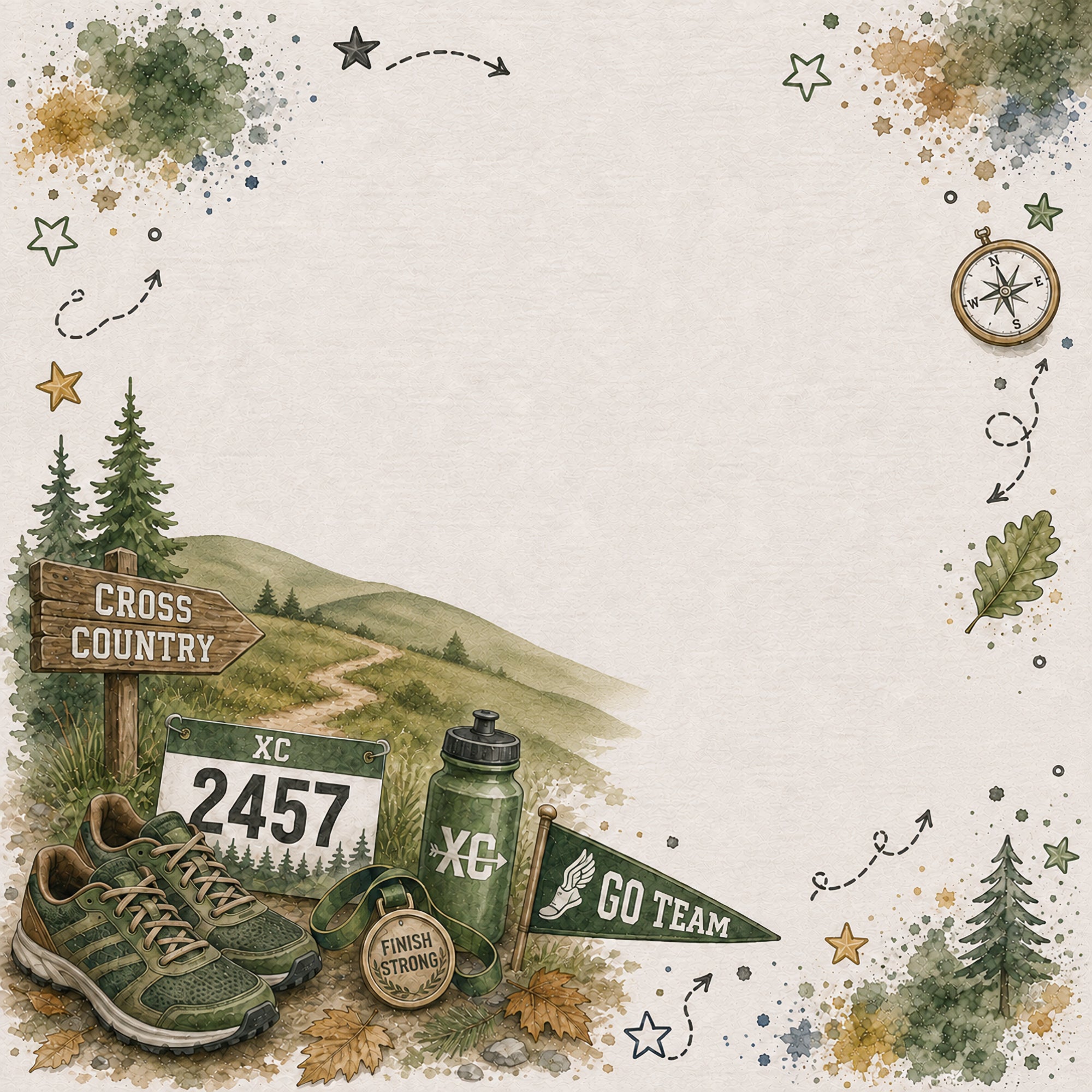 Sports Collection Cross Country 12 x 12 Double-Sided Scrapbook Paper by SSC Designs