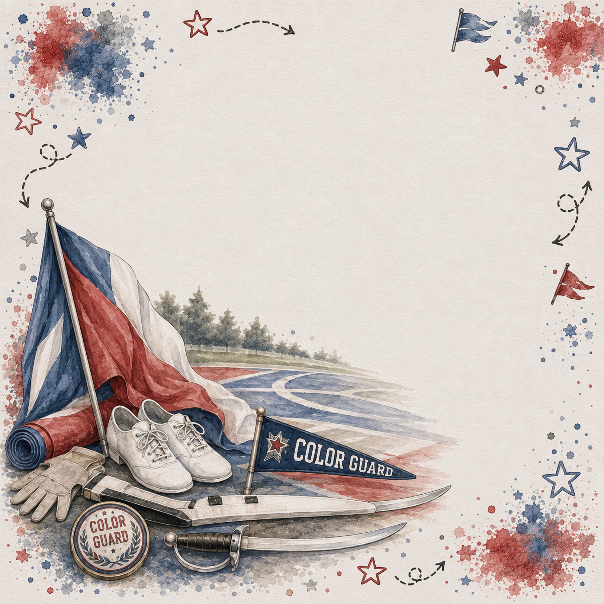 Sports Collection Color Guard 12 x 12 Double-Sided Scrapbook Paper by SSC Designs
