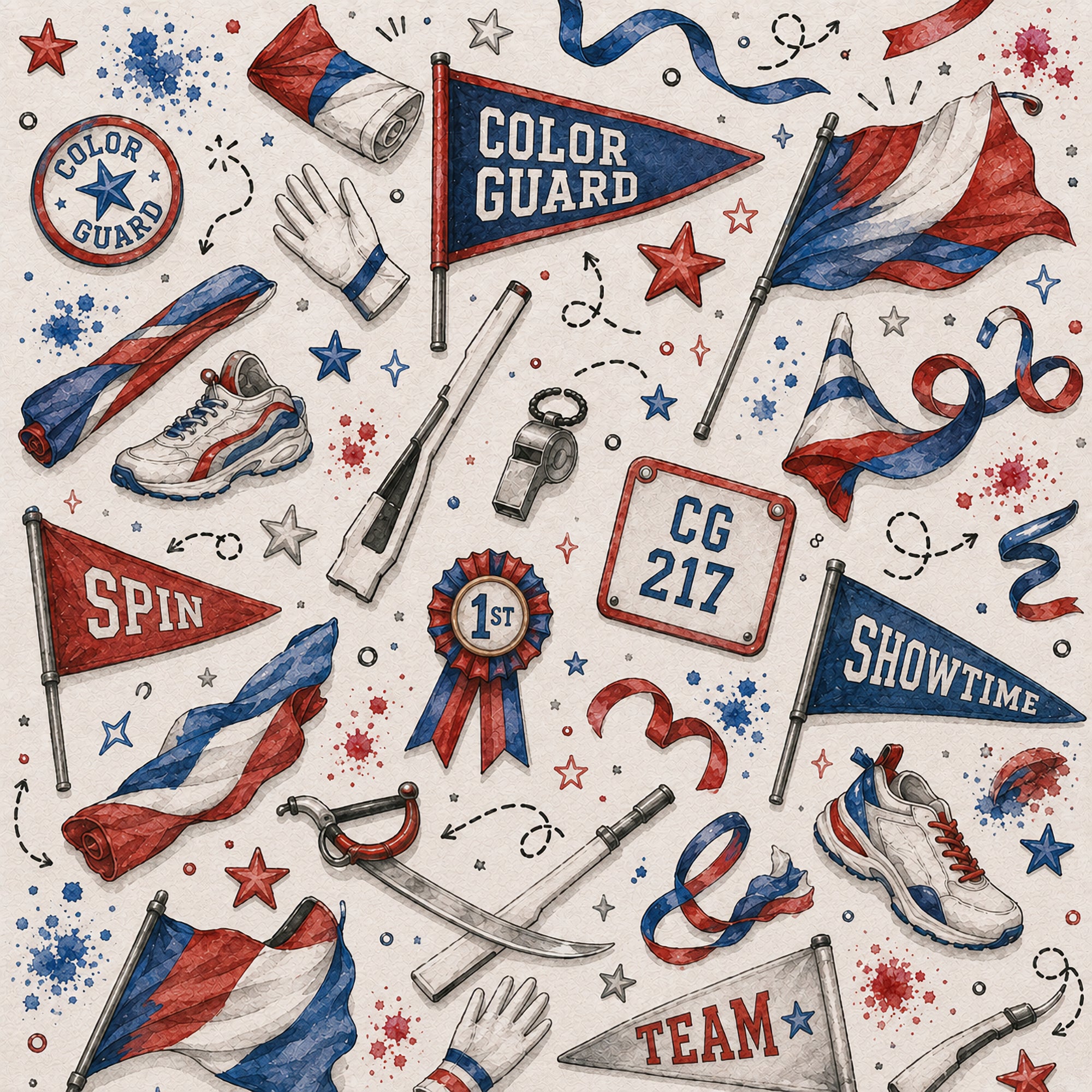 Sports Collection Color Guard 12 x 12 Double-Sided Scrapbook Paper by SSC Designs