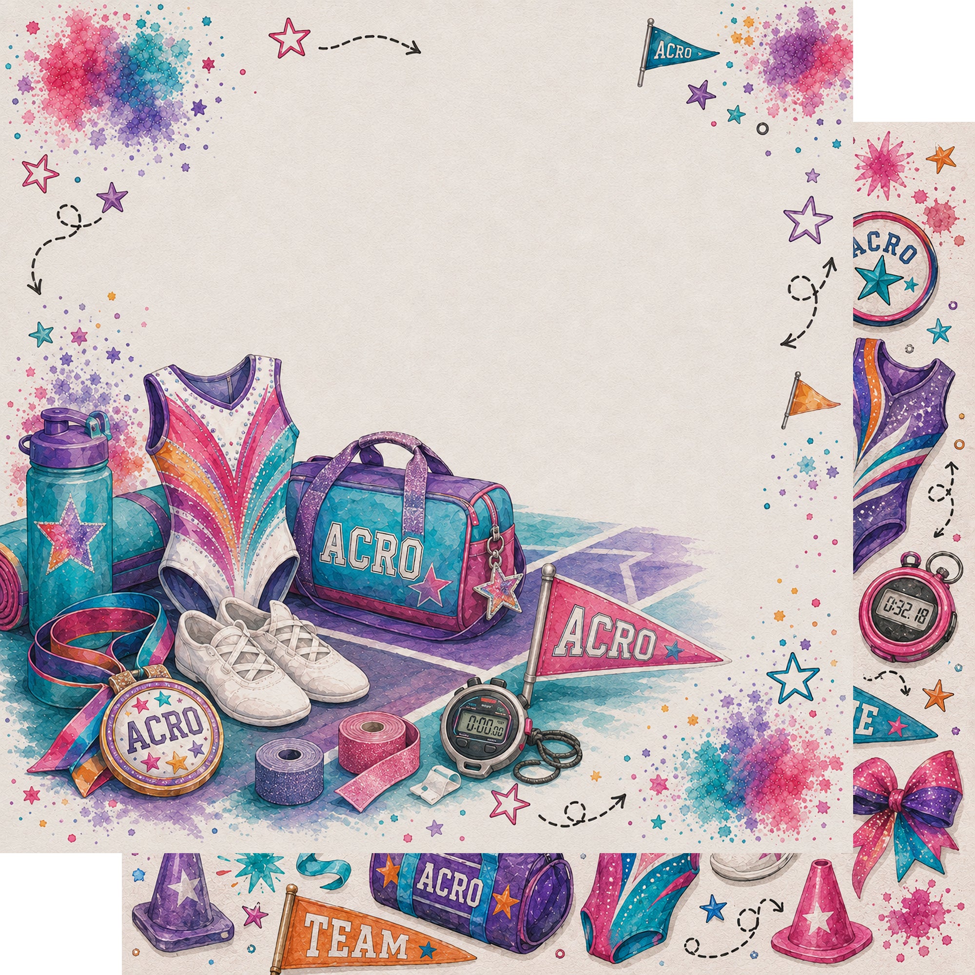 Sports Collection Acro 12 x 12 Double-Sided Scrapbook Paper by SSC Designs