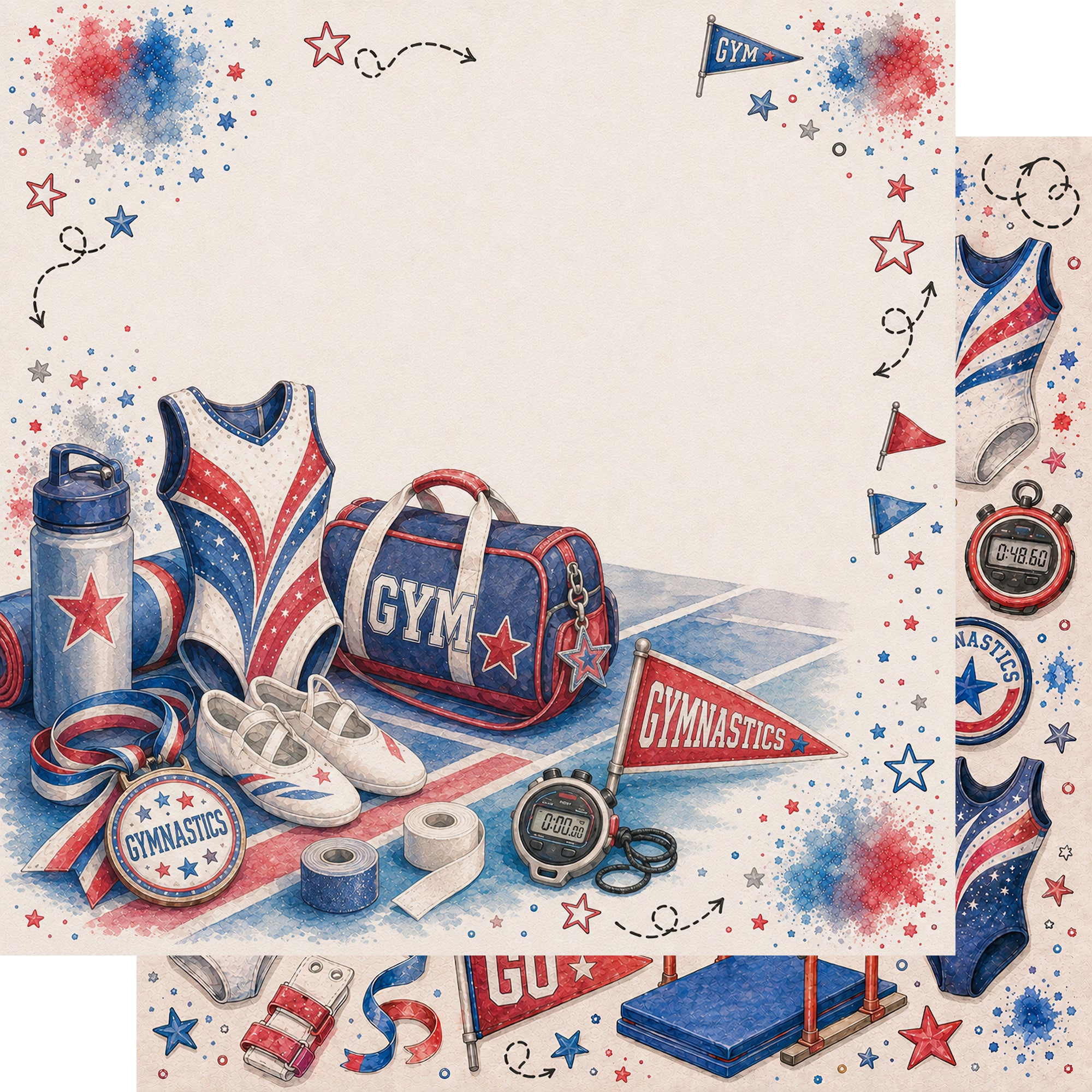 Sports Collection Gymnastics 12 x 12 Double-Sided Scrapbook Paper by SSC Designs