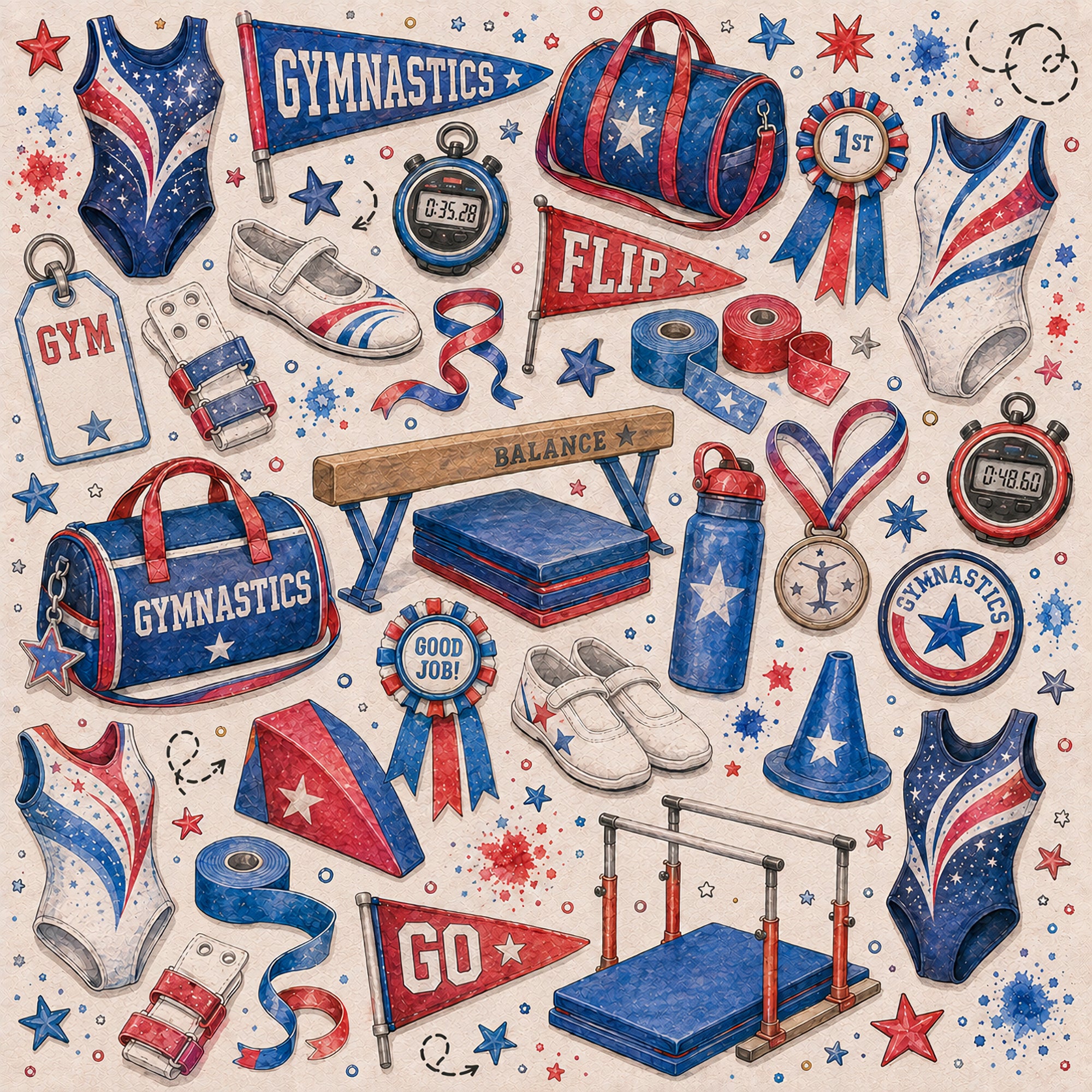 Sports Collection Gymnastics 12 x 12 Double-Sided Scrapbook Paper by SSC Designs