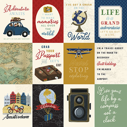 Scenic Route Collection 3x4 Journaling Cards 12 x 12 Double-Sided Scrapbook Paper by Echo Park Paper