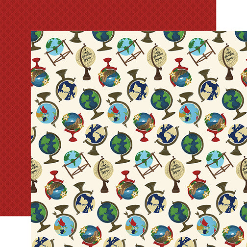 Scenic Route Collection Globes 12 x 12 Double-Sided Scrapbook Paper by Echo Park Paper