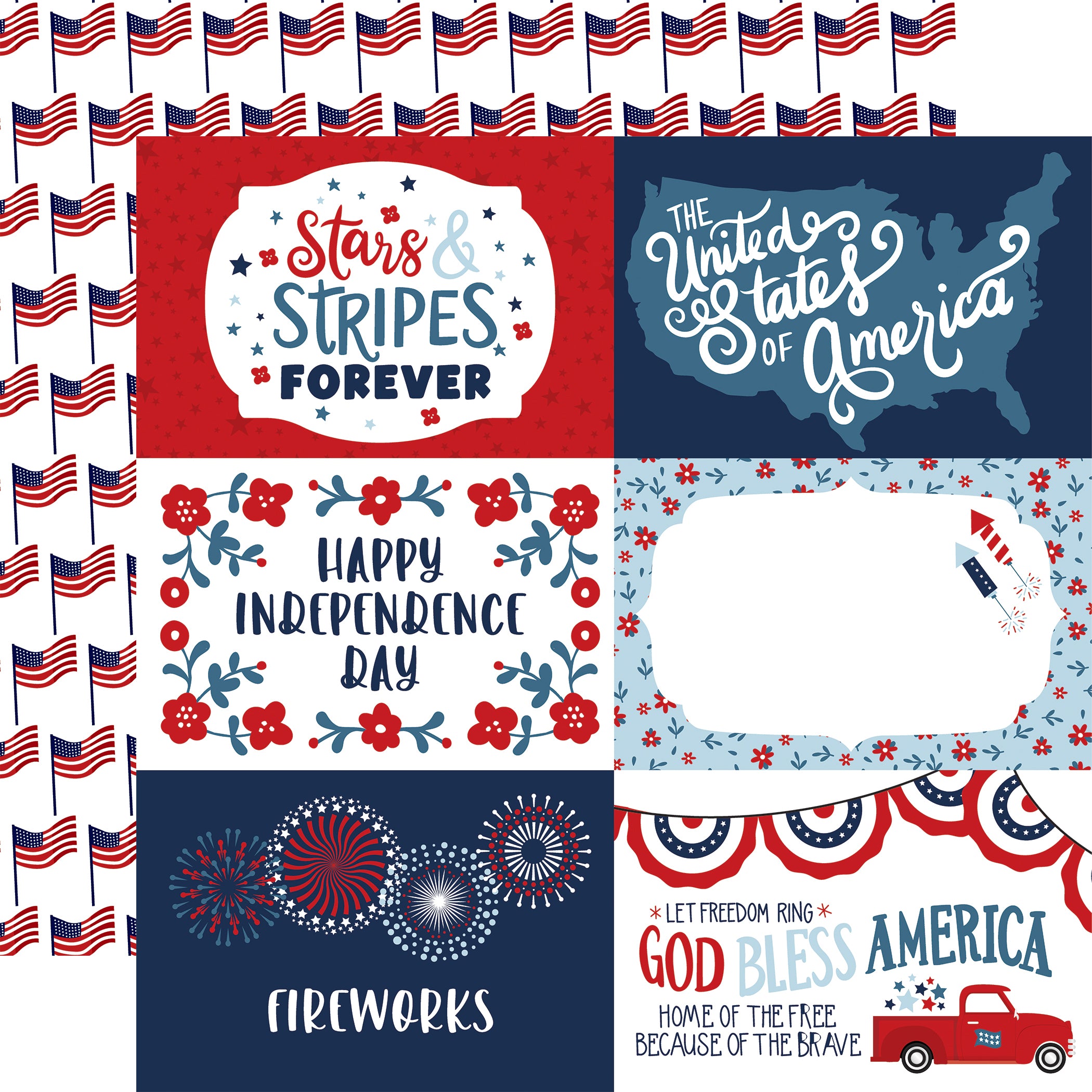 Stars and Stripes Forever Collection 12 x 12 Scrapbook Collection Kit by Echo Park Paper