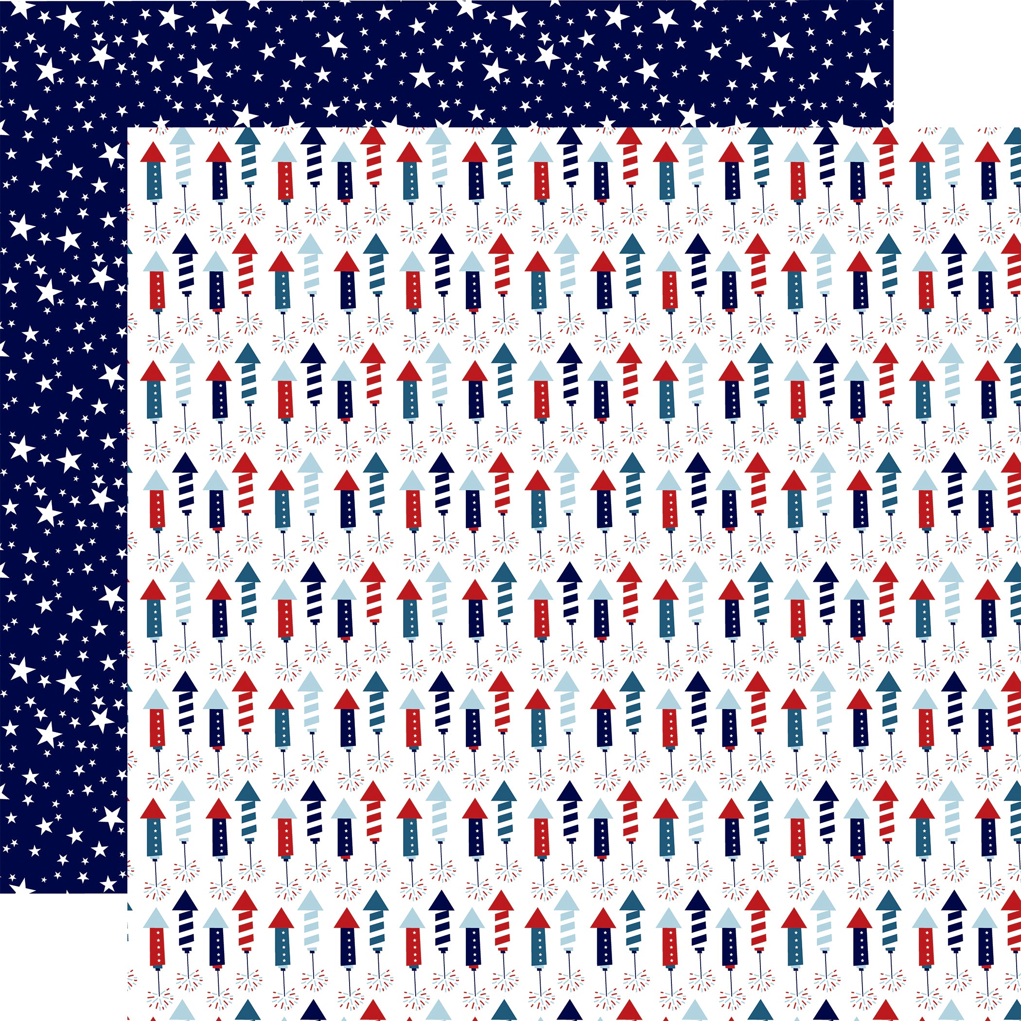 Stars and Stripes Forever Collection Sky Rocket Show 12 x 12 Double-Sided Scrapbook Paper by Echo Park Paper