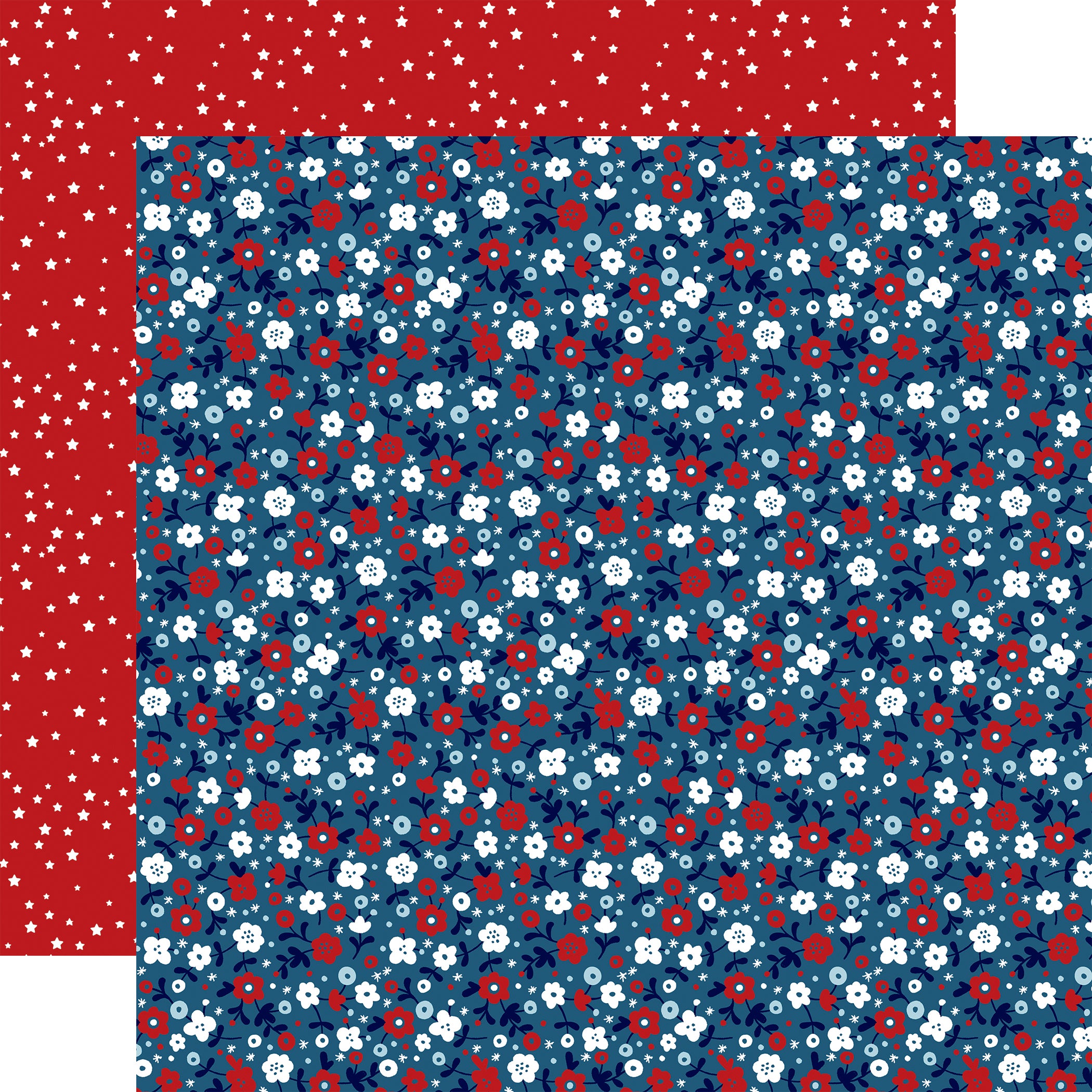 Stars and Stripes Forever Collection Flowers For The Fourth 12 x 12 Double-Sided Scrapbook Paper by Echo Park Paper