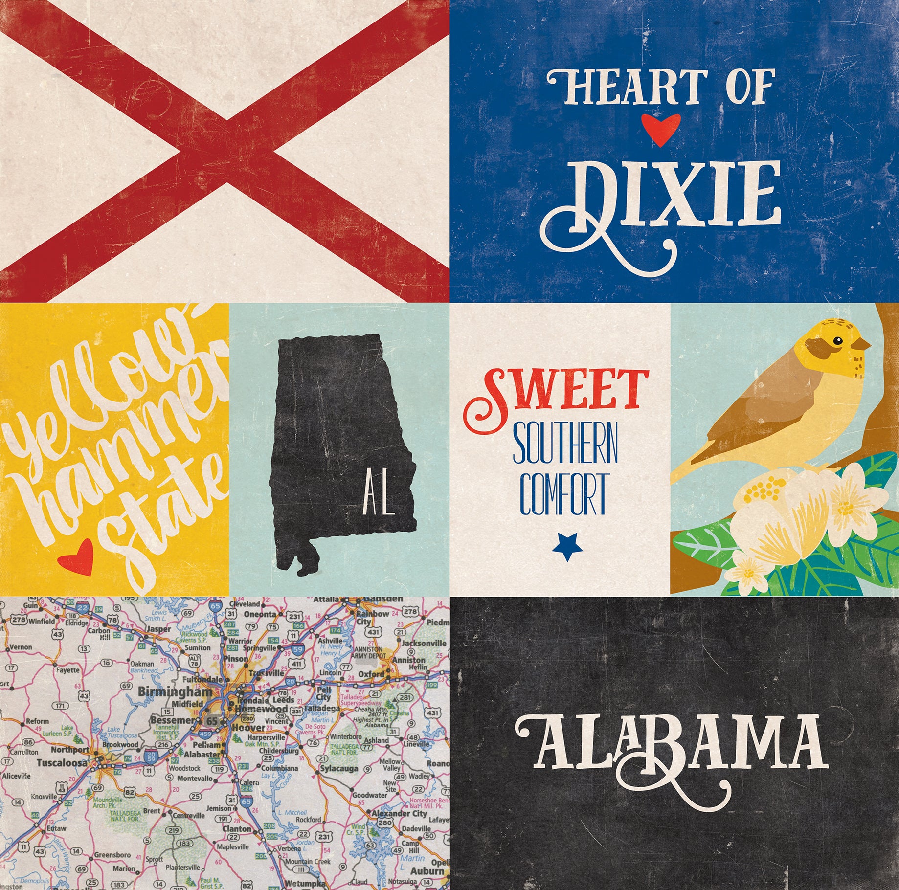 Stateside Collection Alabama 12 x 12 Double-Sided Scrapbook Paper by Eco Park Paper