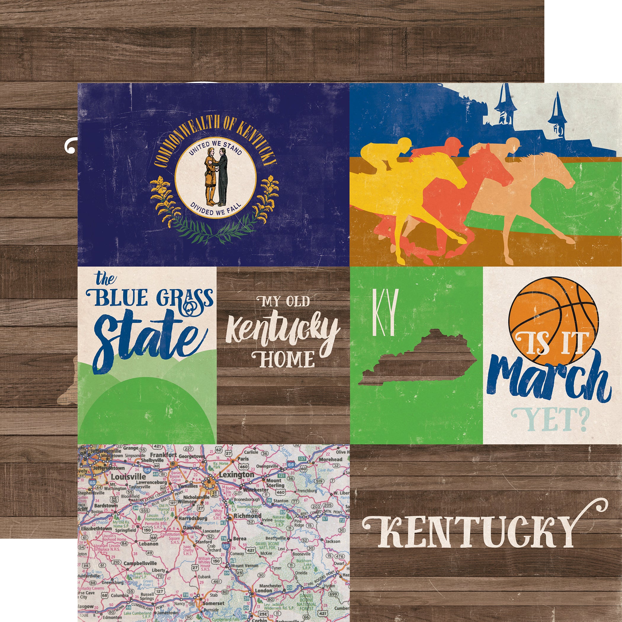 Stateside Collection Kentucky 12 x 12 Double-Sided Scrapbook Paper by Eco Park Paper
