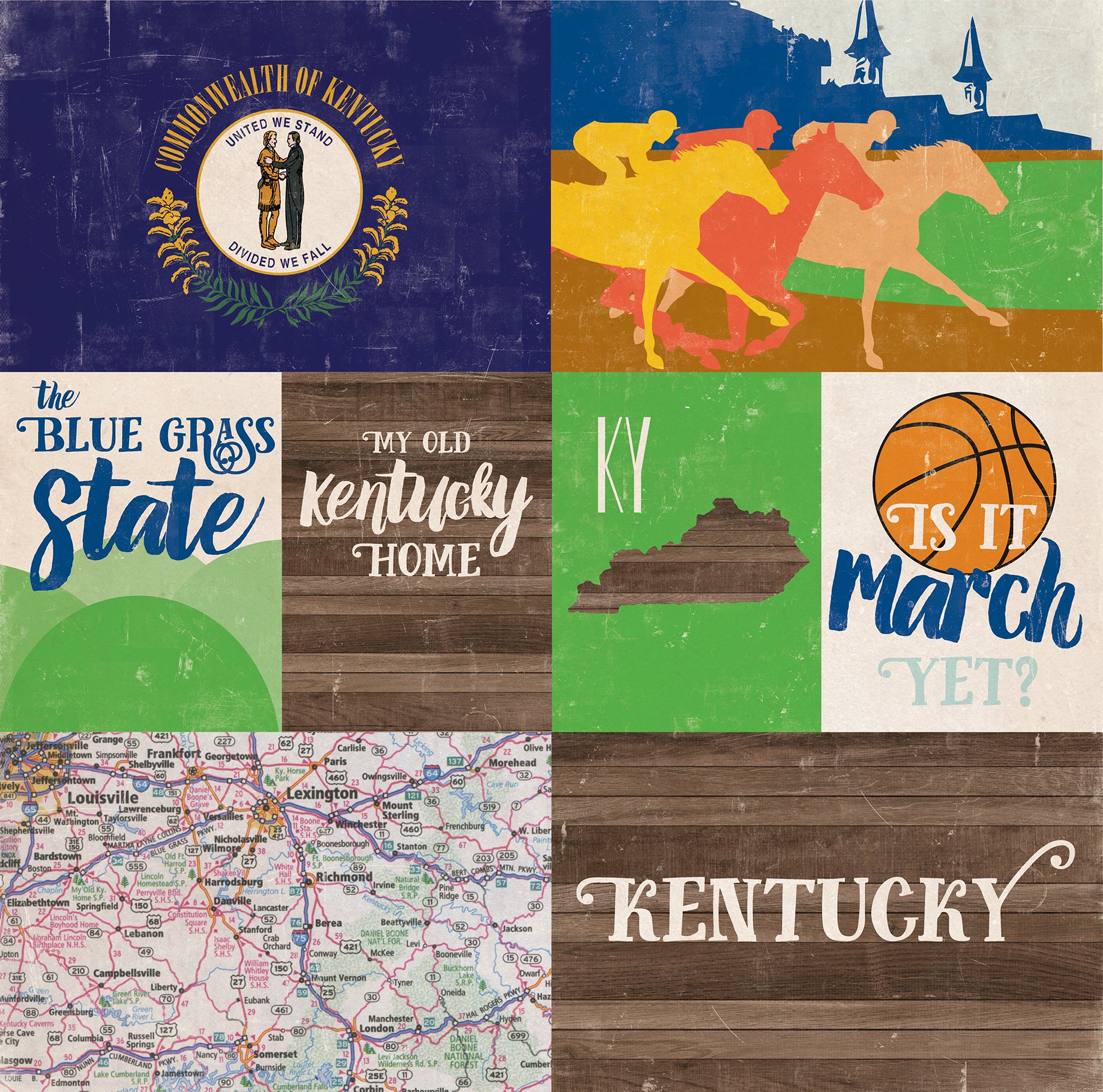 Stateside Collection Kentucky 12 x 12 Double-Sided Scrapbook Paper by Eco Park Paper