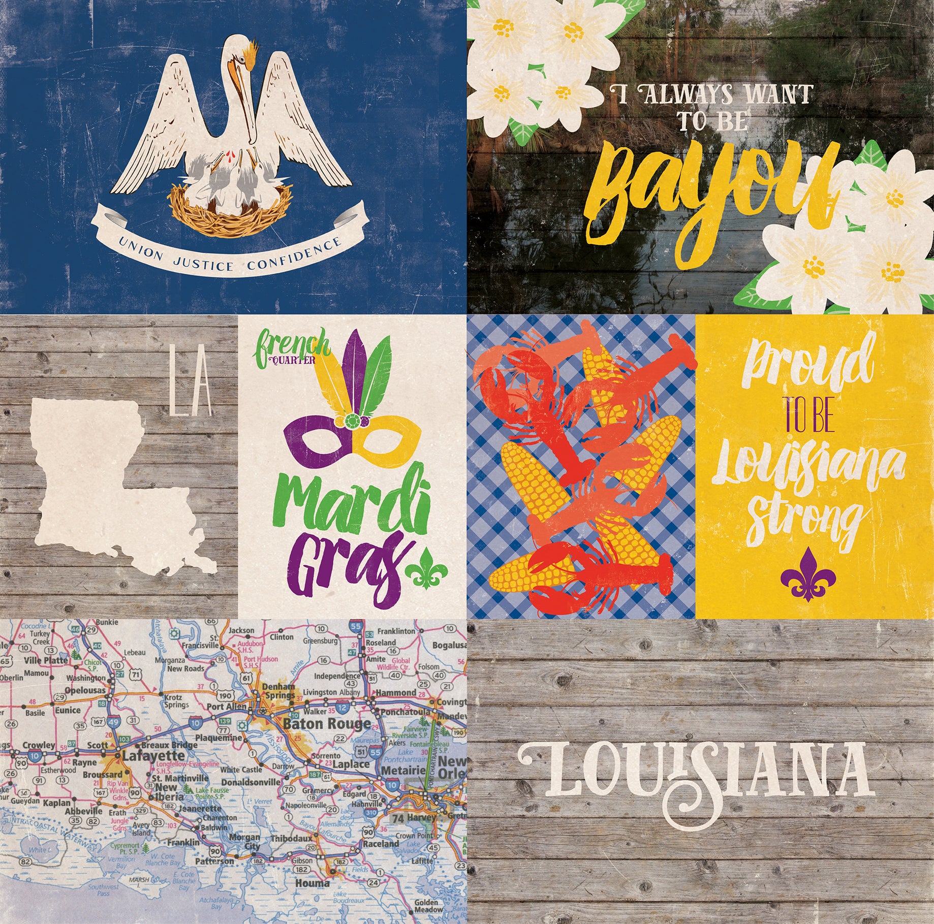 Stateside Collection Louisiana 12 x 12 Double-Sided Scrapbook Paper by Echo Park Paper