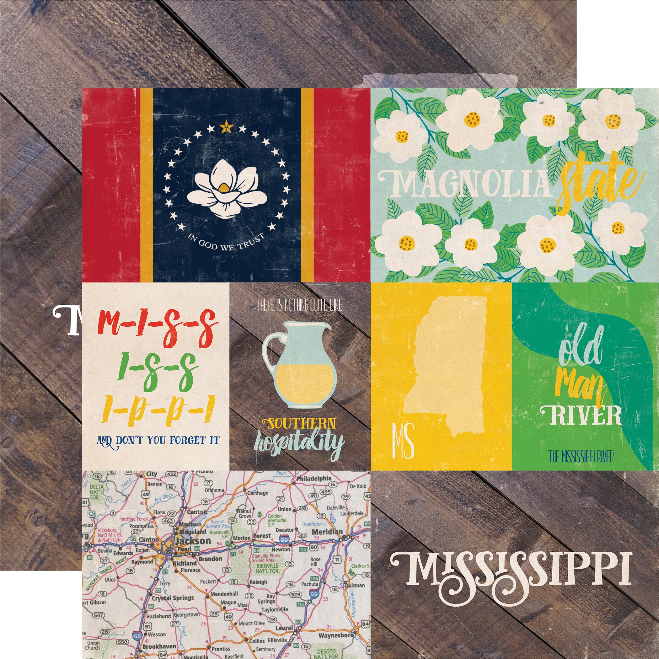 Stateside Collection Mississippi 12 x 12 Double-Sided Scrapbook Paper by Eco Park Paper
