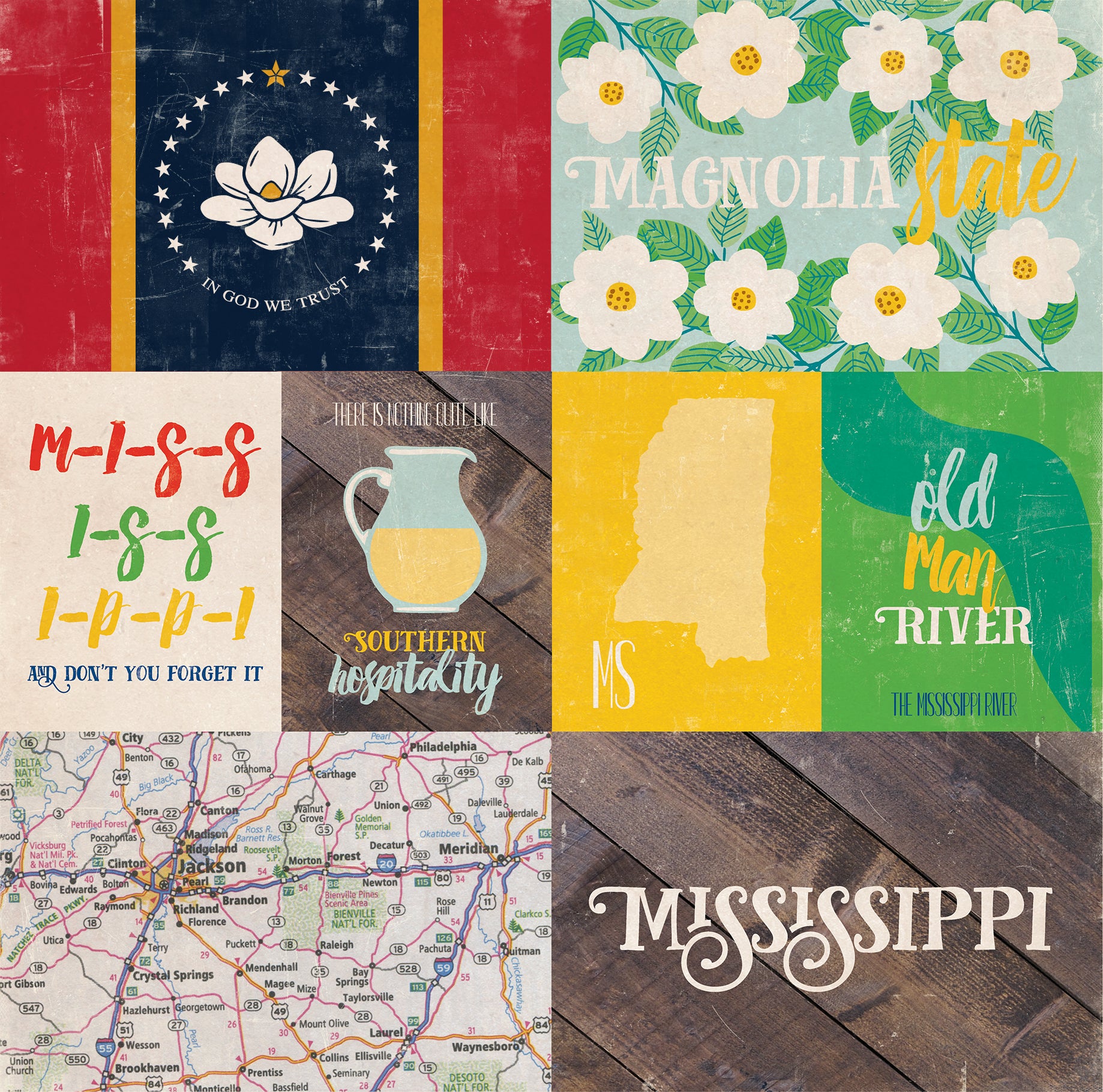 Stateside Collection Mississippi 12 x 12 Double-Sided Scrapbook Paper by Eco Park Paper