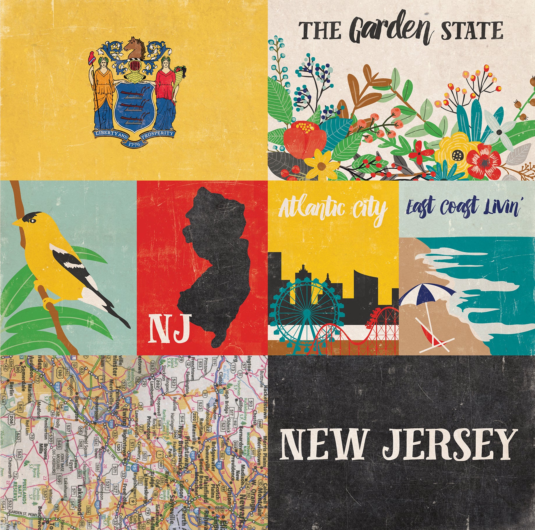 Stateside Collection New Jersey 12 x 12 Double-Sided Scrapbook Paper by Eco Park Paper
