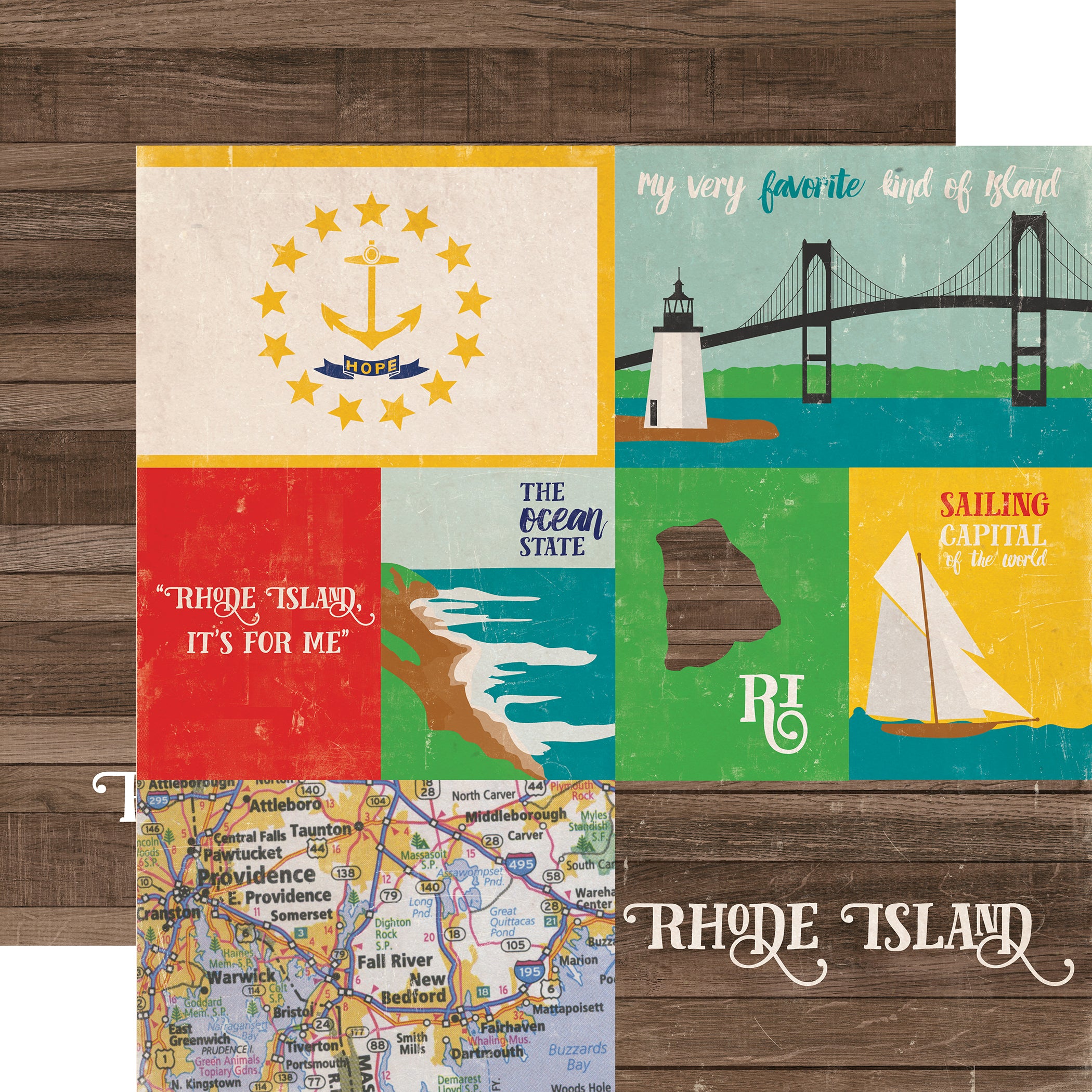 Stateside Collection Rhode Island 12 x 12 Double-Sided Scrapbook Paper by Eco Park Paper