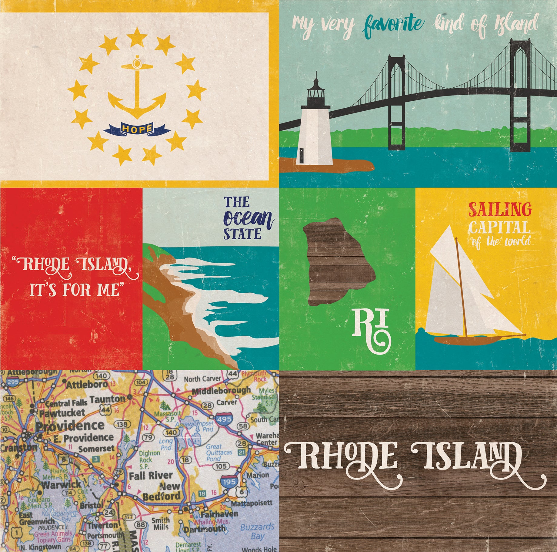 Stateside Collection Rhode Island 12 x 12 Double-Sided Scrapbook Paper by Eco Park Paper