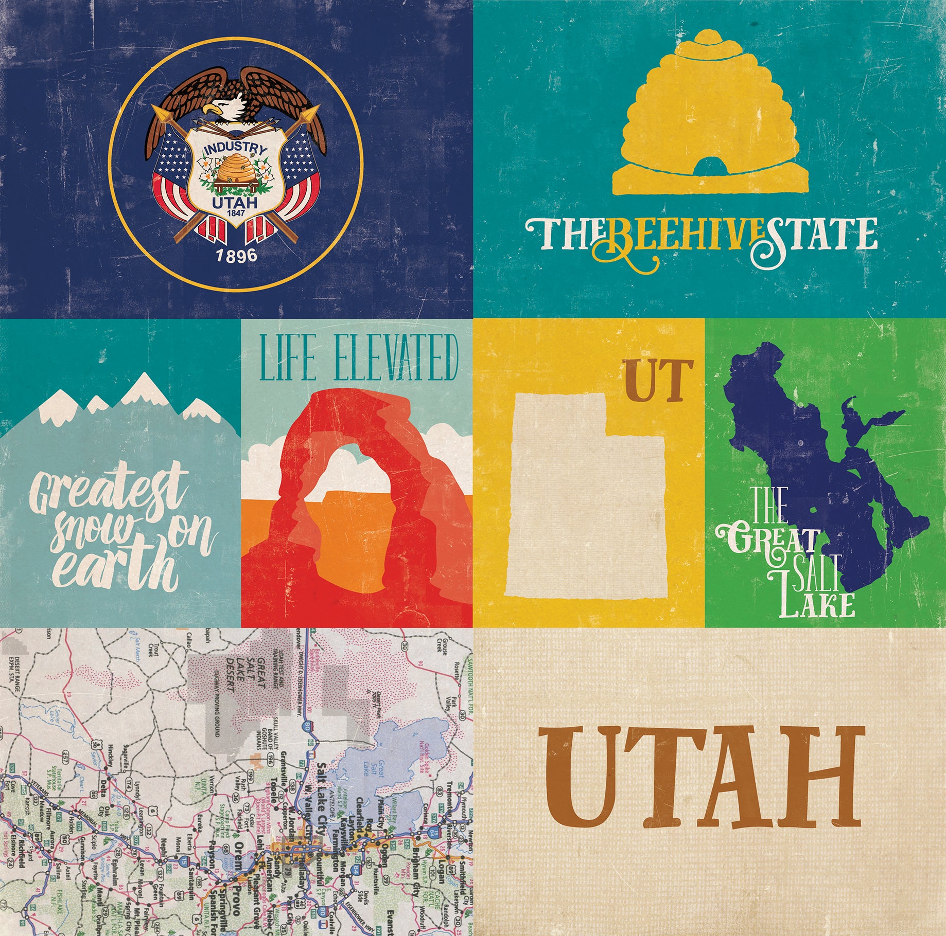 Stateside Collection Utah 12 x 12 Double-Sided Scrapbook Paper by Echo Park Paper