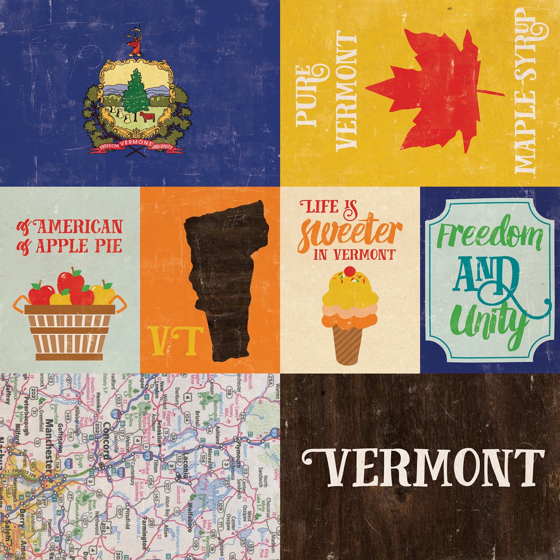 Stateside Collection Vermont 12 x 12 Double-Sided Scrapbook Paper by Eco Park Paper