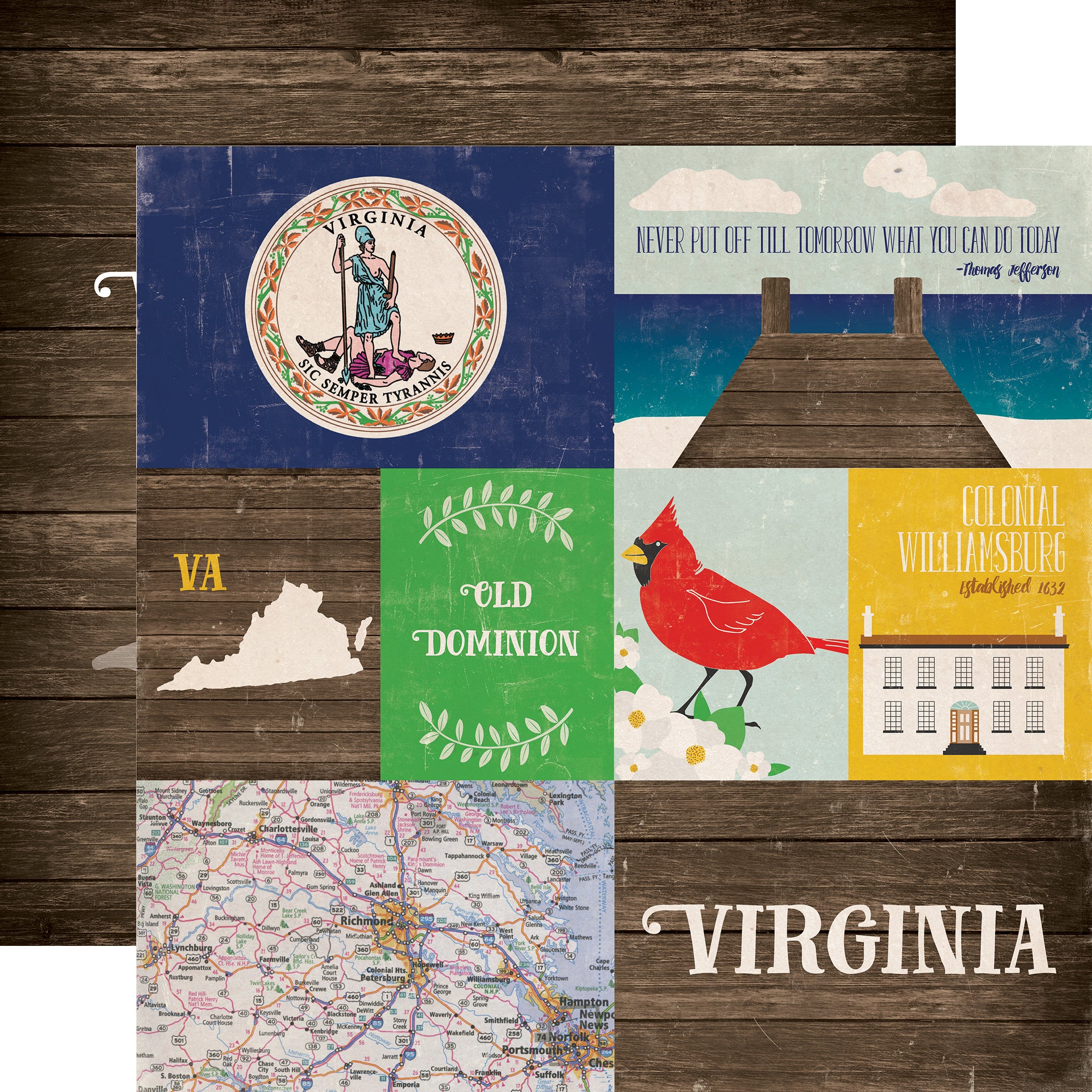 Stateside Collection Virginia 12 x 12 Double-Sided Scrapbook Paper by Eco Park Paper