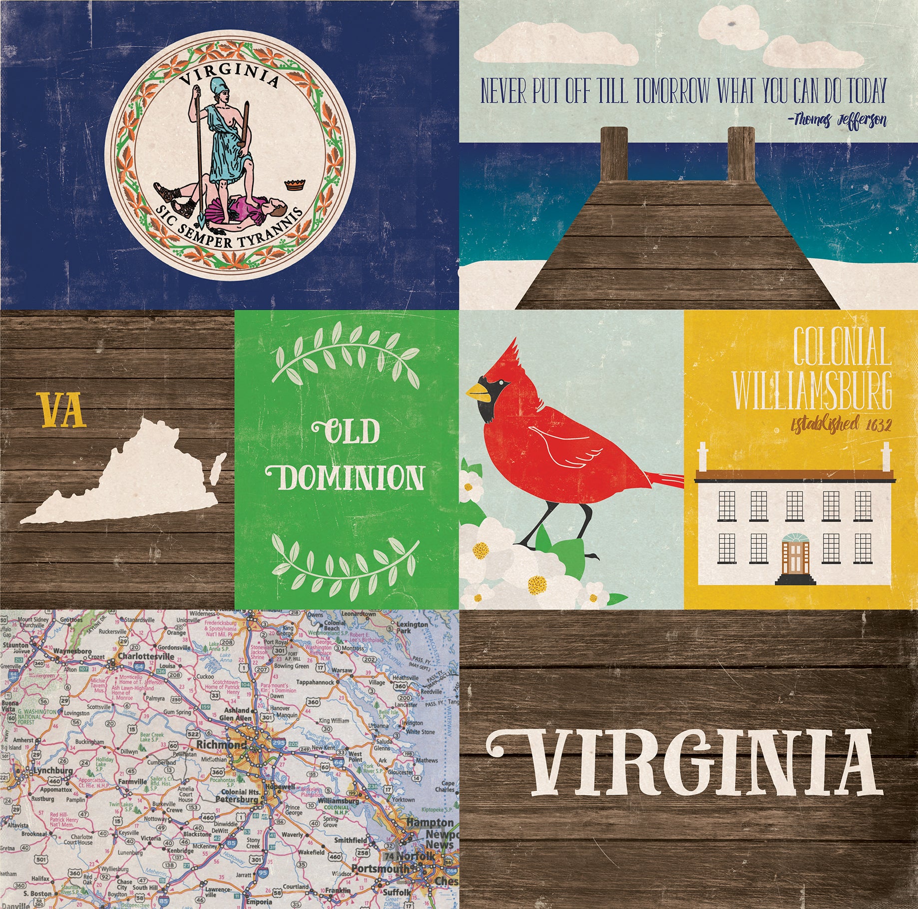 Stateside Collection Virginia 12 x 12 Double-Sided Scrapbook Paper by Eco Park Paper