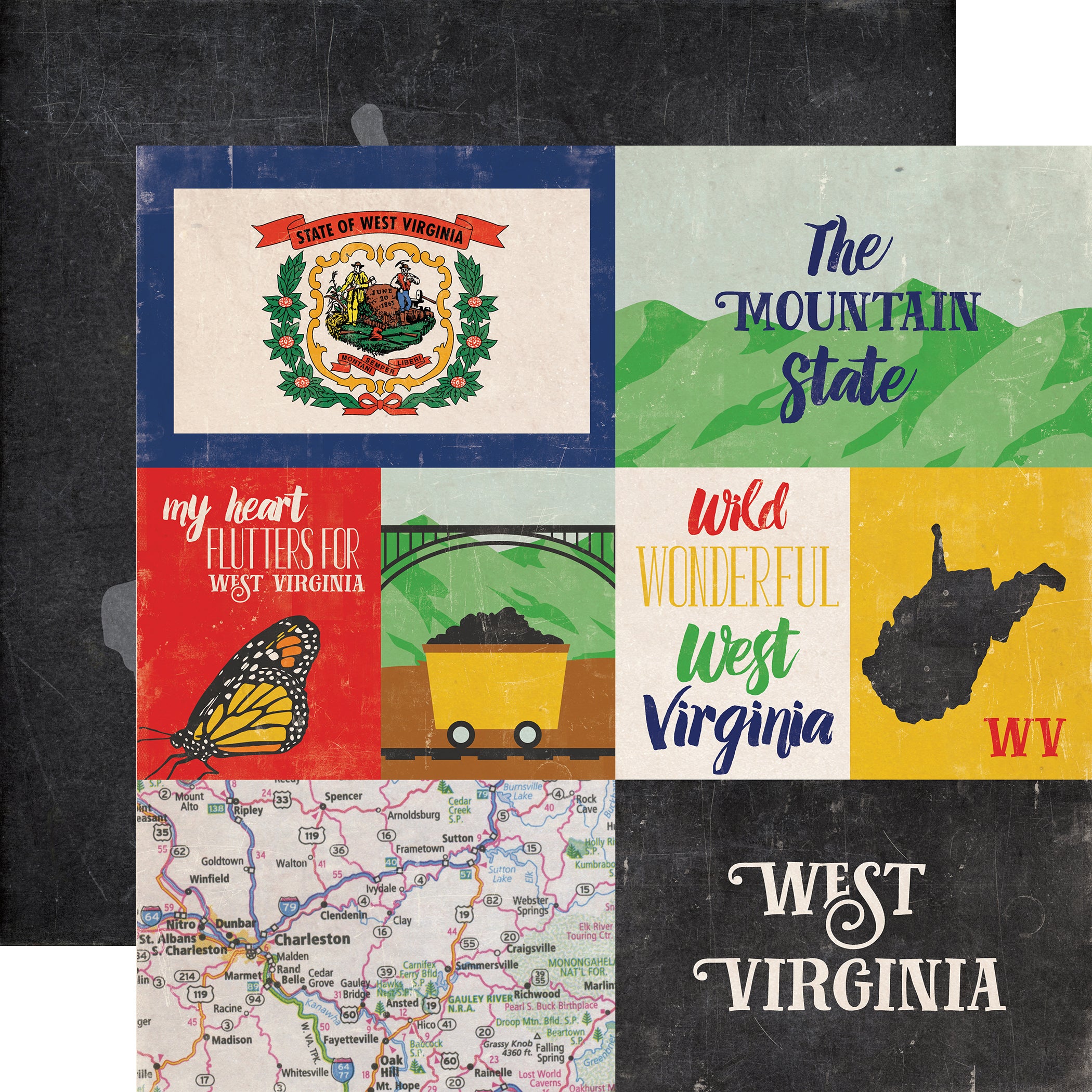 Stateside Collection West Virginia 12 x 12 Double-Sided Scrapbook Paper by Eco Park Paper