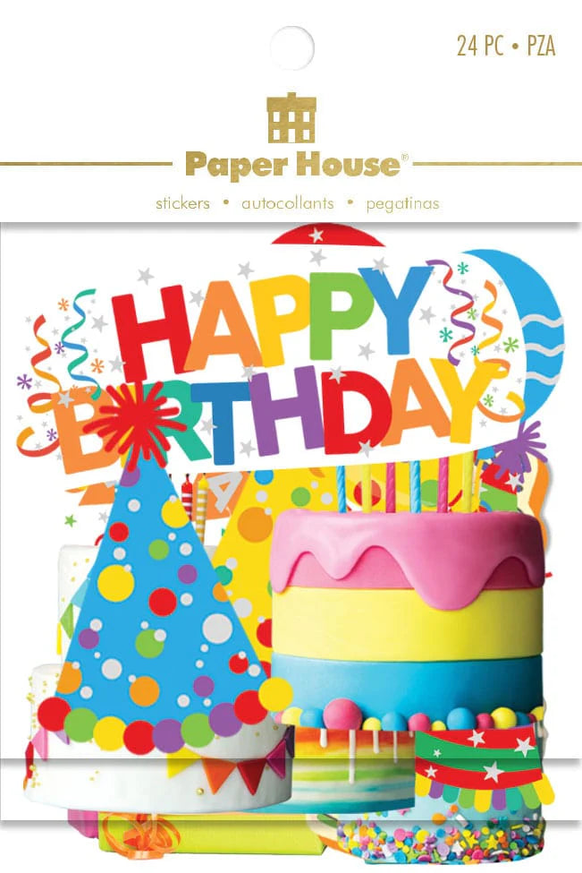 Birthday Collection Birthday Die Cut Sticker Pack by Paper House Productions - 24 Pieces