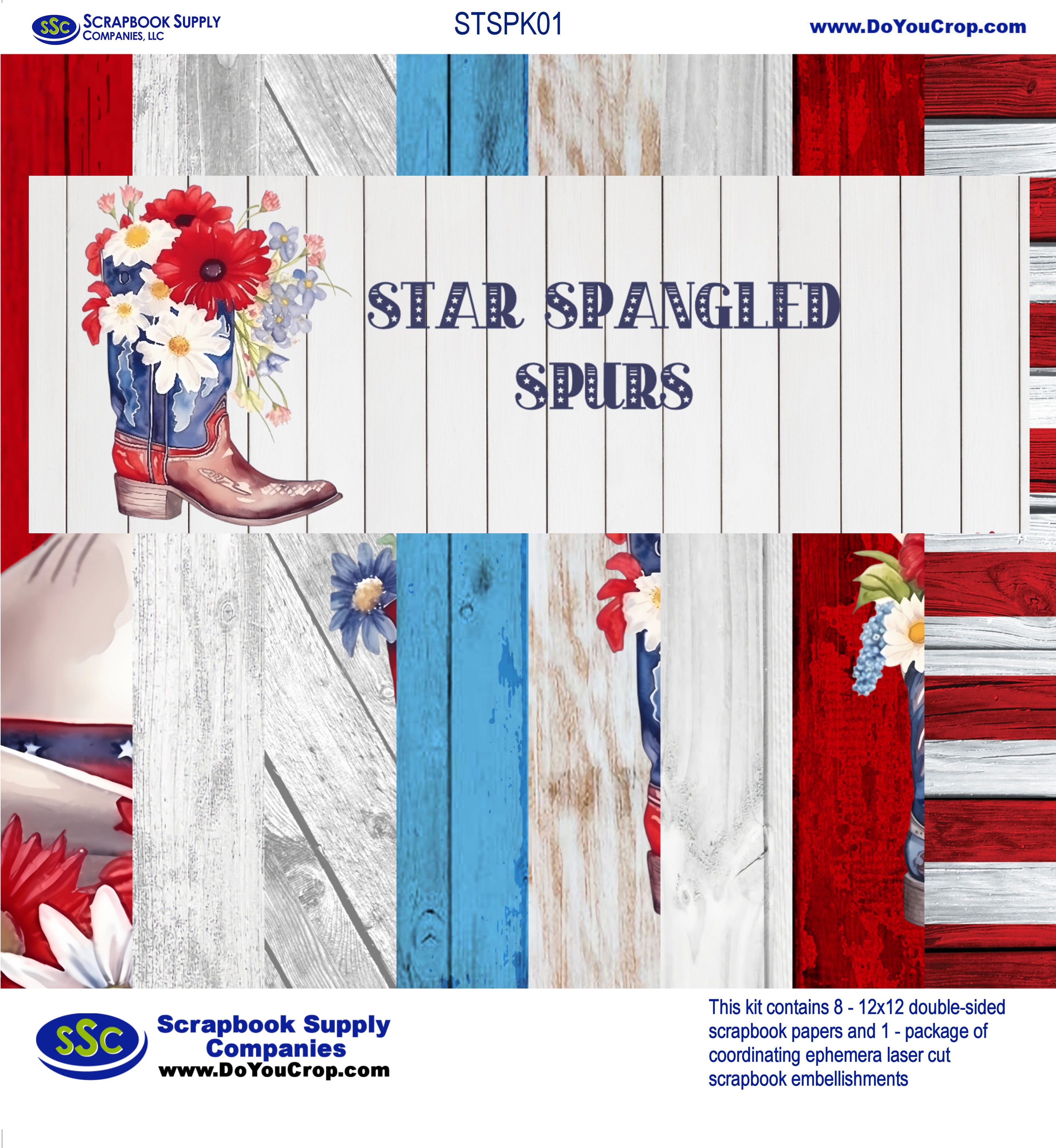 Star Spangled Spurs 12 x 12 Scrapbook Paper & Embellishment Kit by SSC Designs
