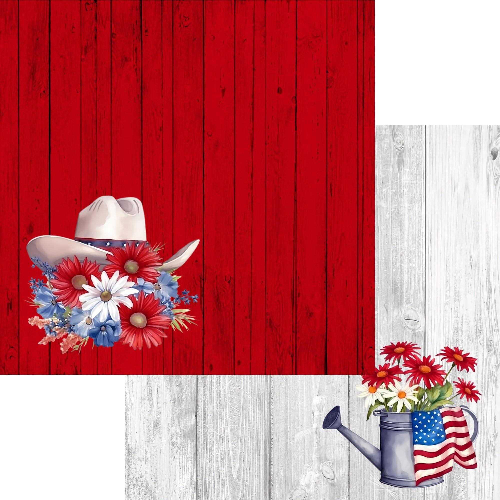 Star Spangled Spurs Collection Cowboy Hat 12 x 12 Double-Sided Scrapbook Paper by SSC Designs