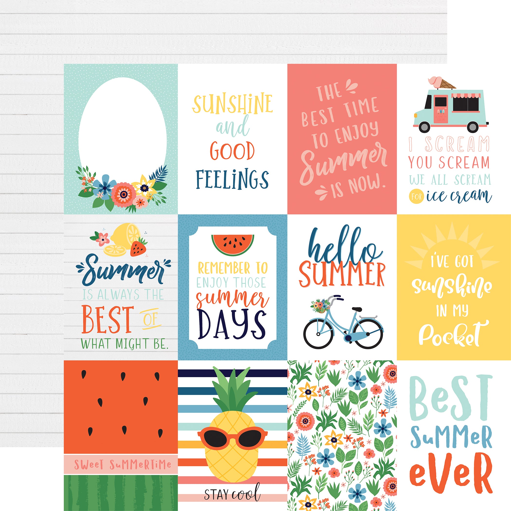 Summertime Scrapbook Paper & Sticker Collection Kit by Echo Park Paper - 13 Pieces