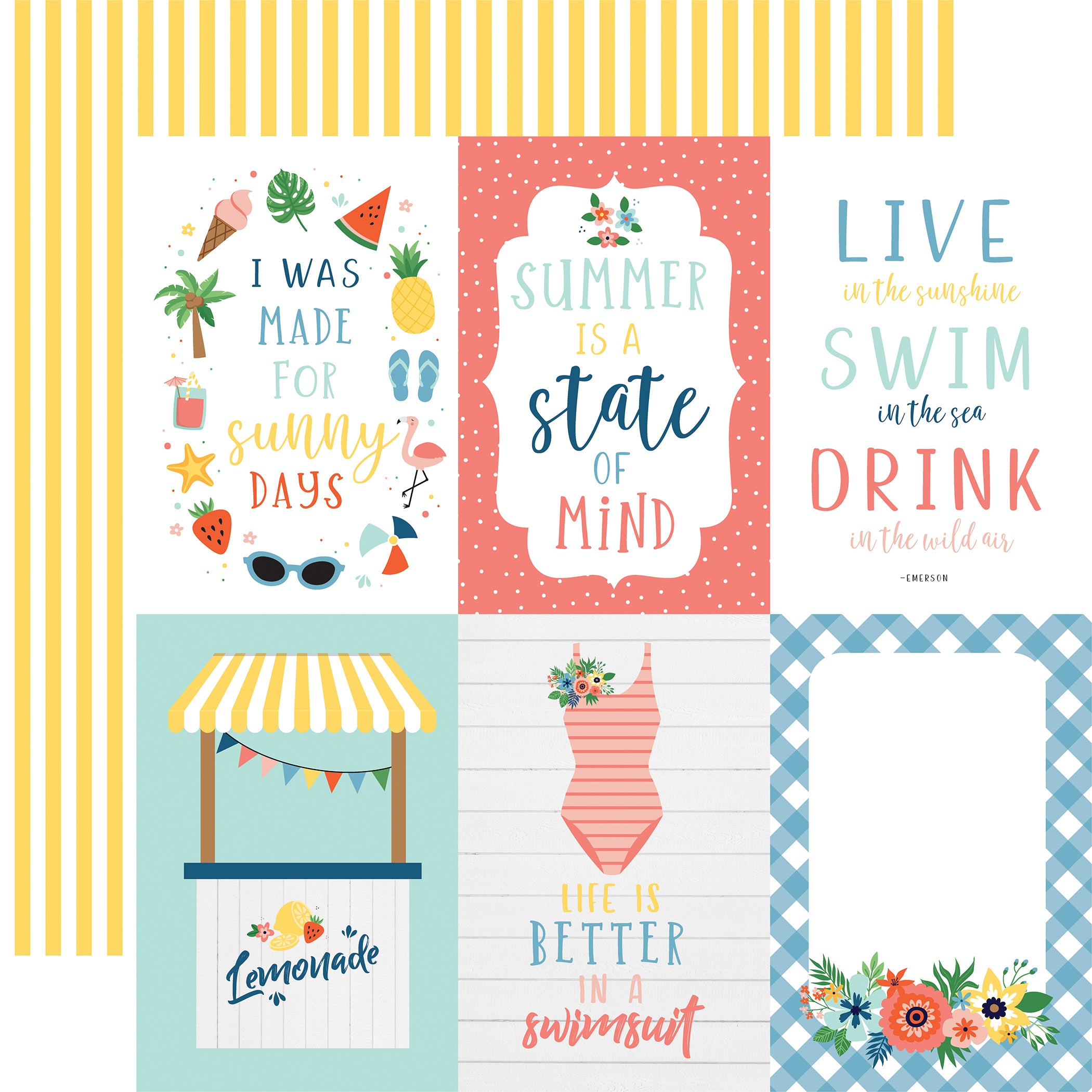 Summertime Scrapbook Paper & Sticker Collection Kit by Echo Park Paper - 13 Pieces