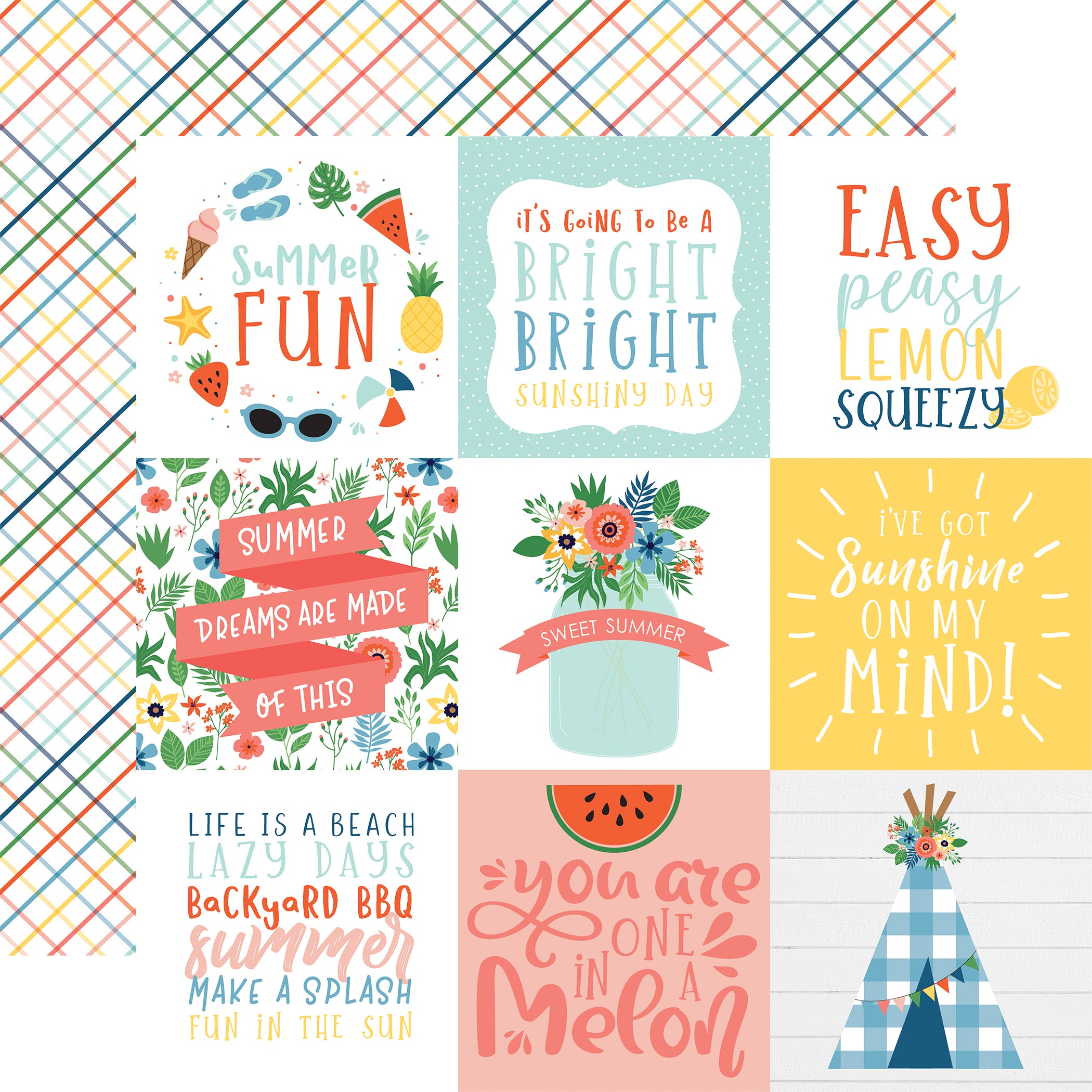 Summertime Scrapbook Paper & Sticker Collection Kit by Echo Park Paper - 13 Pieces