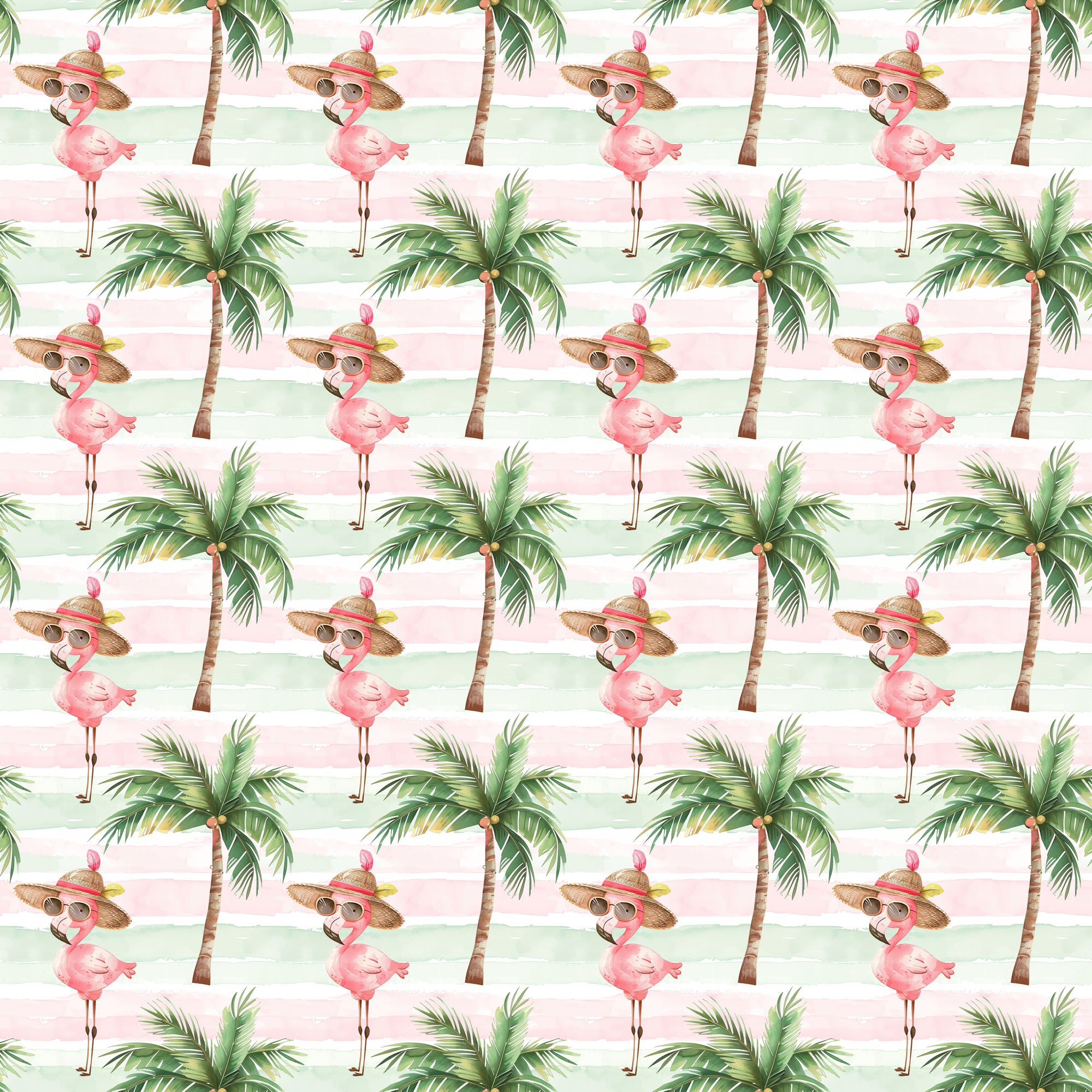 Summer at the Pool Collection Palm Trees & Flamingos 12 x 12 Double-Sided Scrapbook Paper by SSC Designs