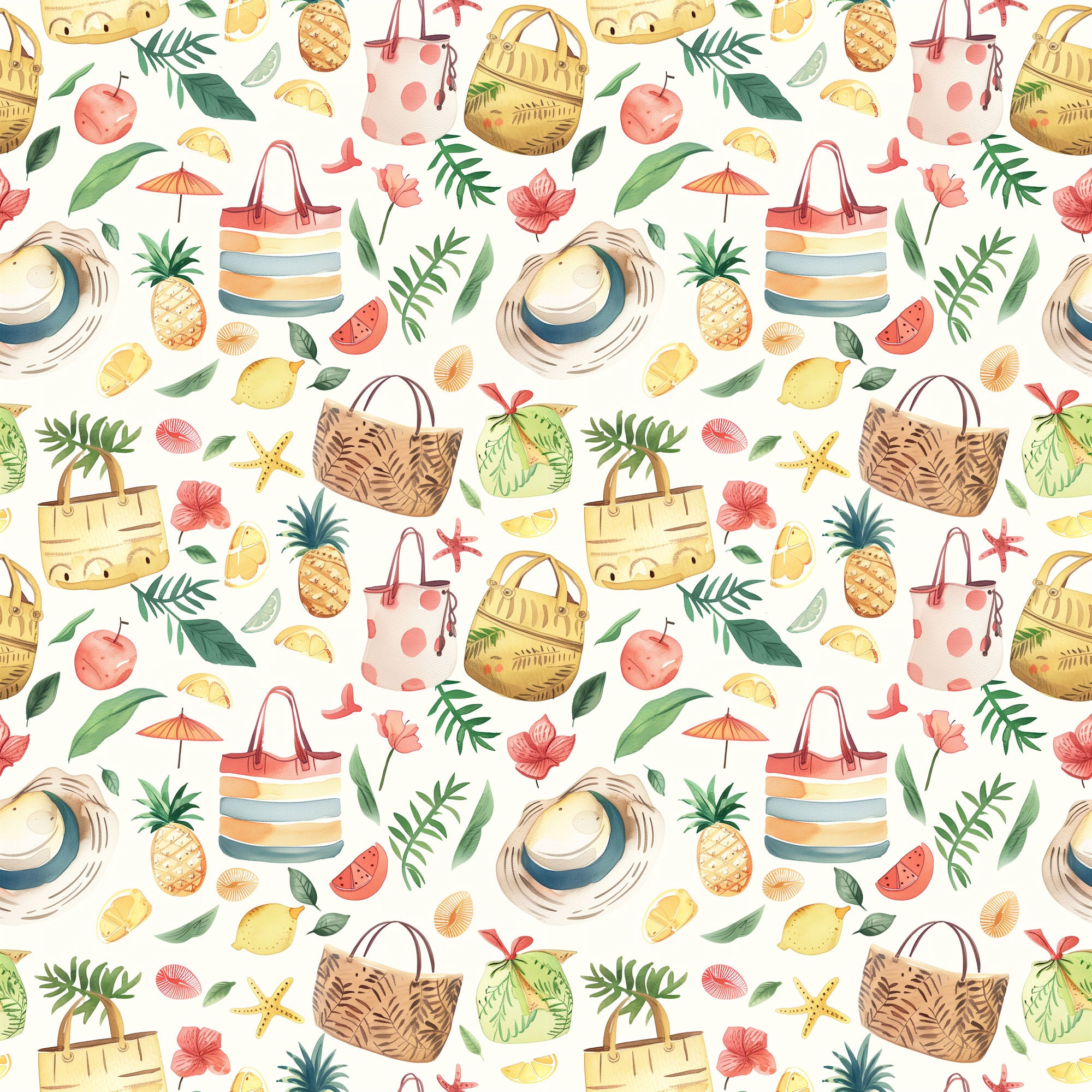 Summer at the Pool Collection Beach Gear 12 x 12 Double-Sided Scrapbook Paper by SSC Designs