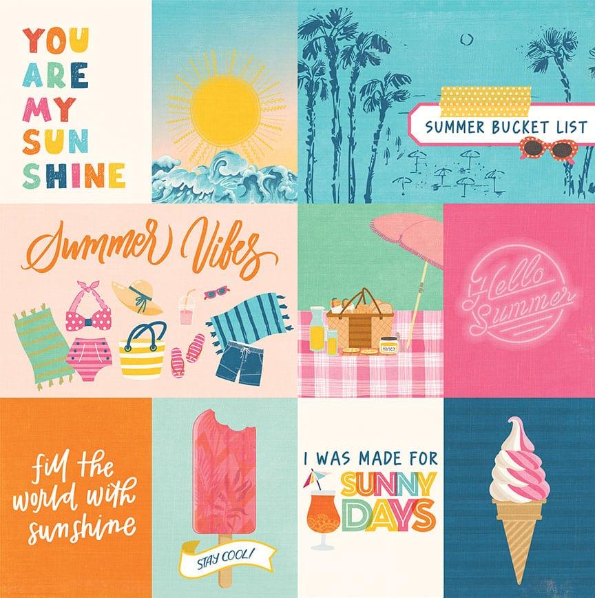 Sweet Sunshine Collection Summer Vibes 12 x 12 Double-Sided Scrapbook Paper by Photo Play Paper - Scrapbook Supply Companies