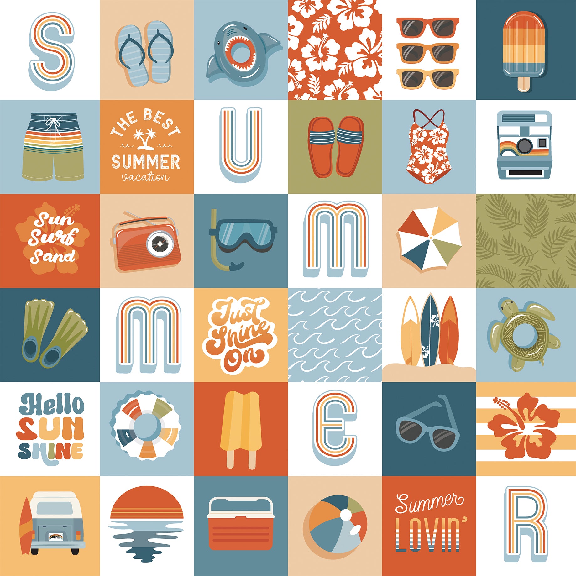 Summer Vibes Collection 2x2 Journaling Cards 12 x 12 Double-Sided Scrapbook Paper by Echo Park Paper