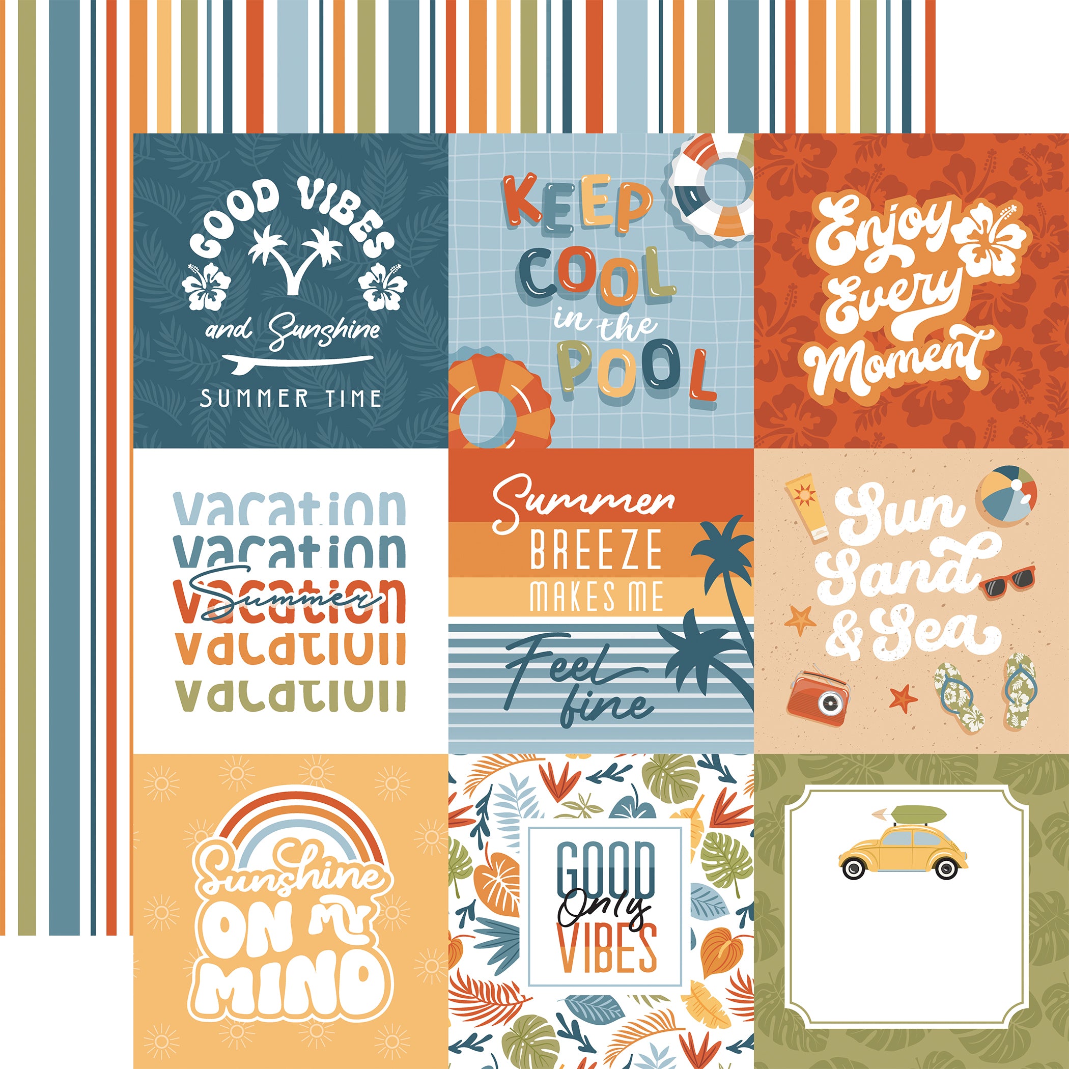 Summer Vibes Scrapbook Paper & Sticker Collection Kit by Echo Park Paper - 13 Pieces