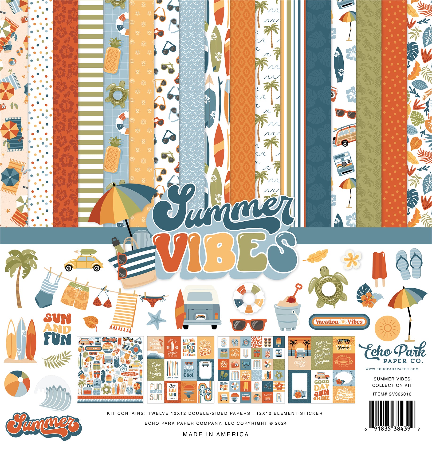 Summer Vibes Collection 12 x 12 Scrapbook Collection Kit by Echo Park Paper