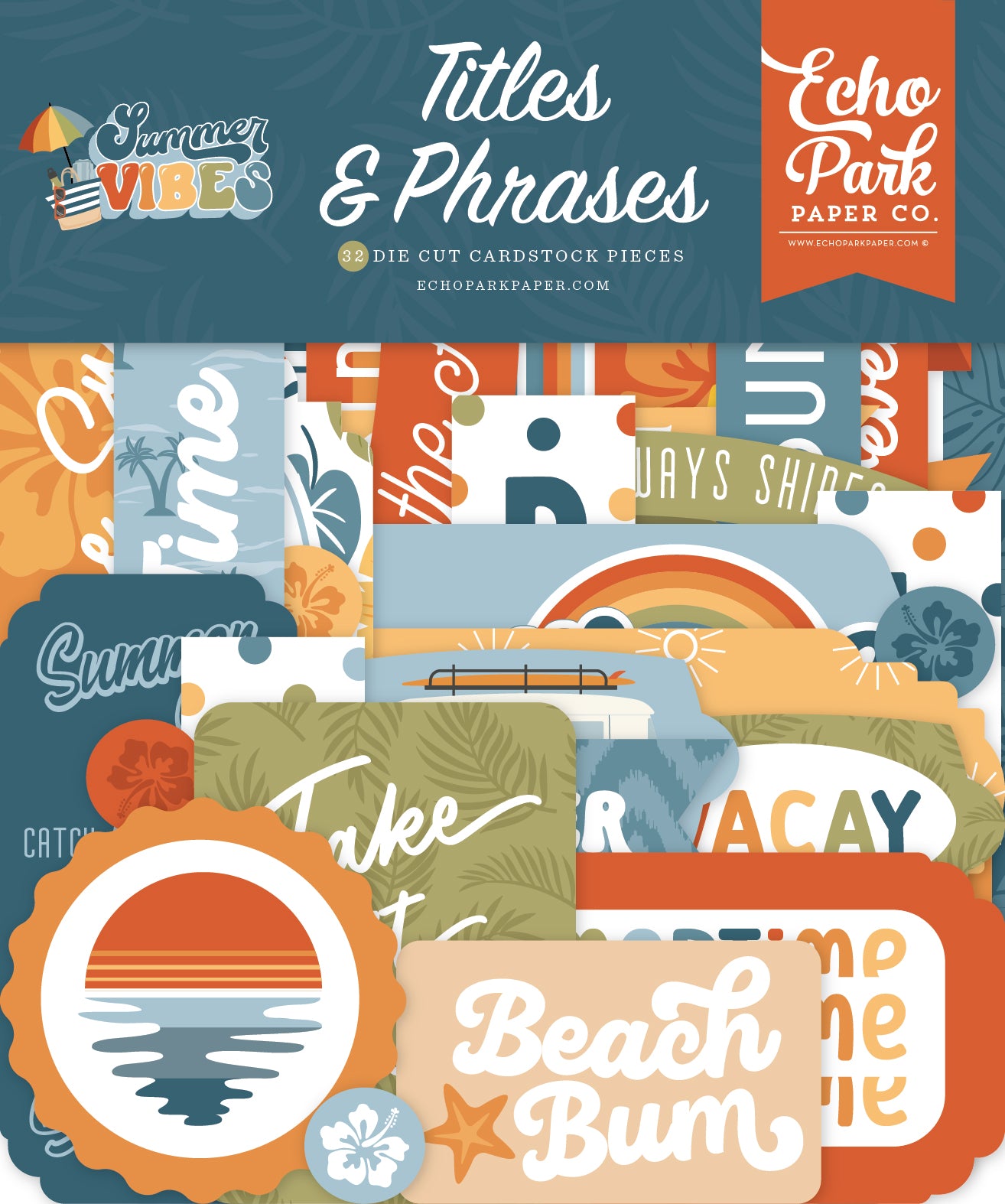 Summer Vibes Collection Scrapbook Titles & Phrases Die Cut Pieces by Echo Park Paper
