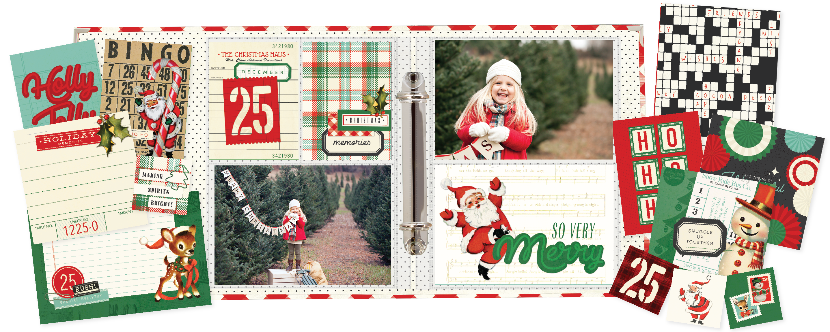 Simple Vintage Holly Jolly Collection Limited Edition 6 x 8 SN@P 2" Scrapbook Album Binder by Simple Stories