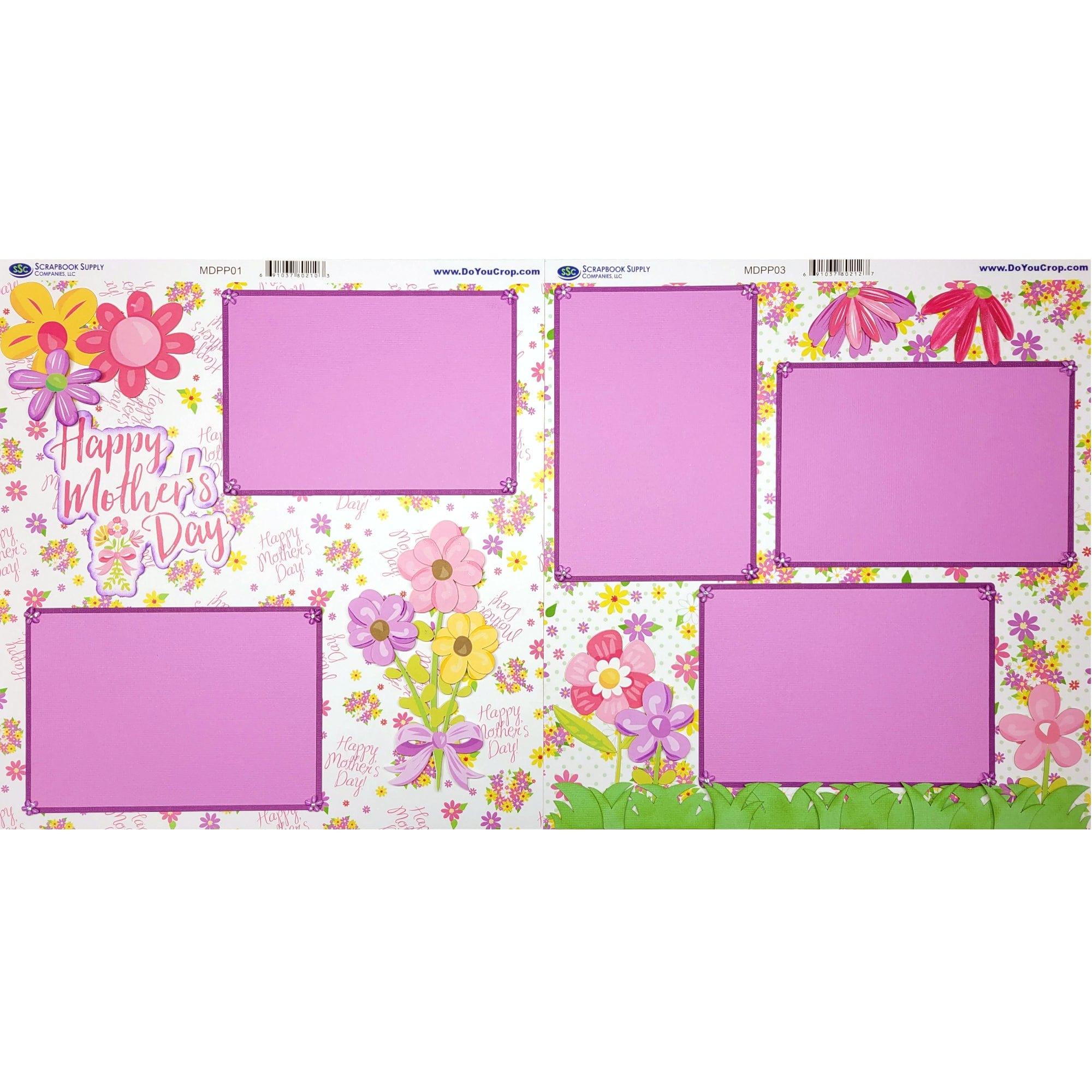 Happy Mother's Day (2) - 12 x 12 Pages, Fully-Assembled & Hand-Embellished Dimensional Scrapbook Premade by SSC Designs